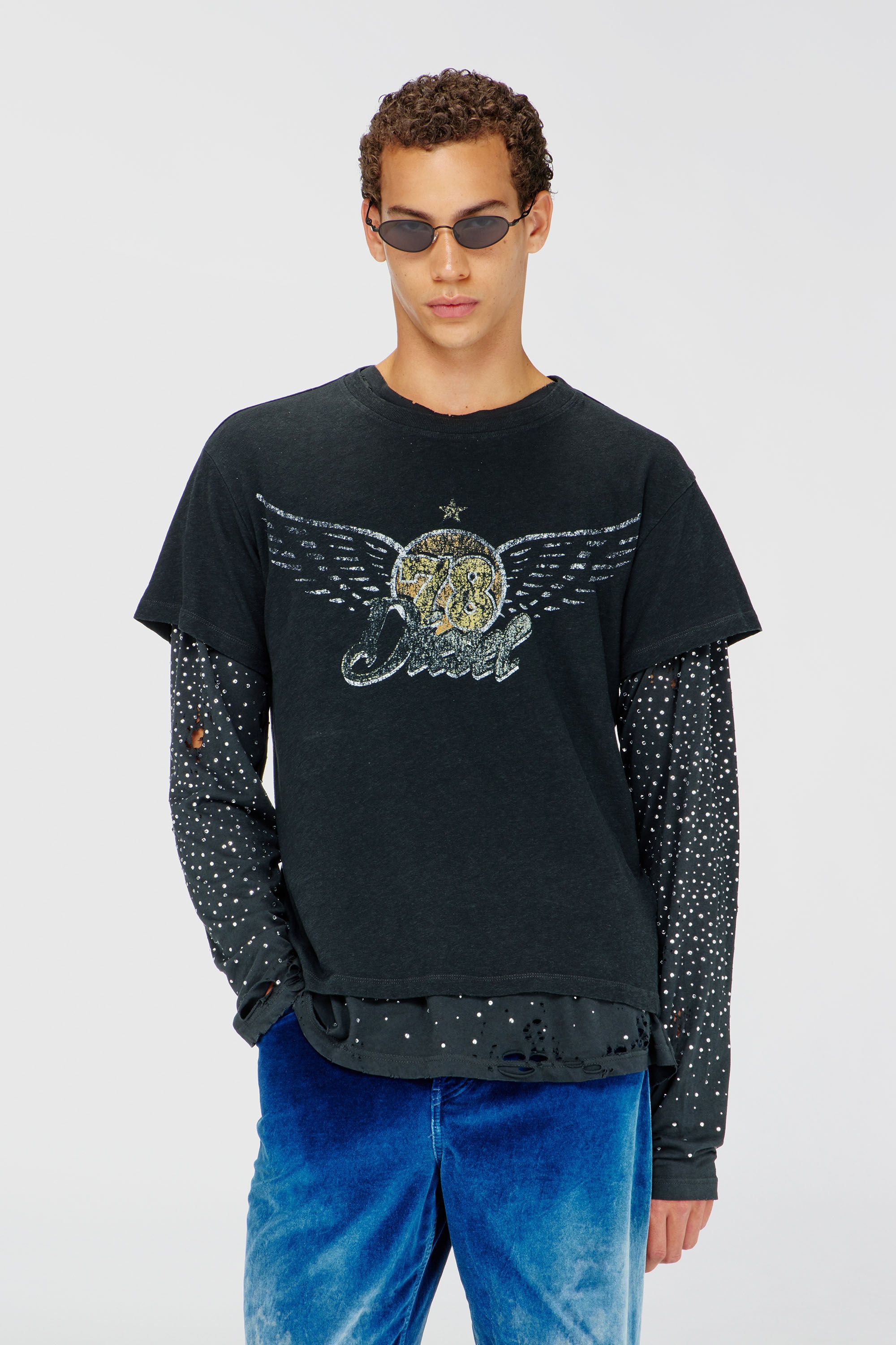 Diesel - T-GERIO-A, Herren T-Shirt aus Baumwolle-Hanf mit Konzertgrafik in Schwarz - 3