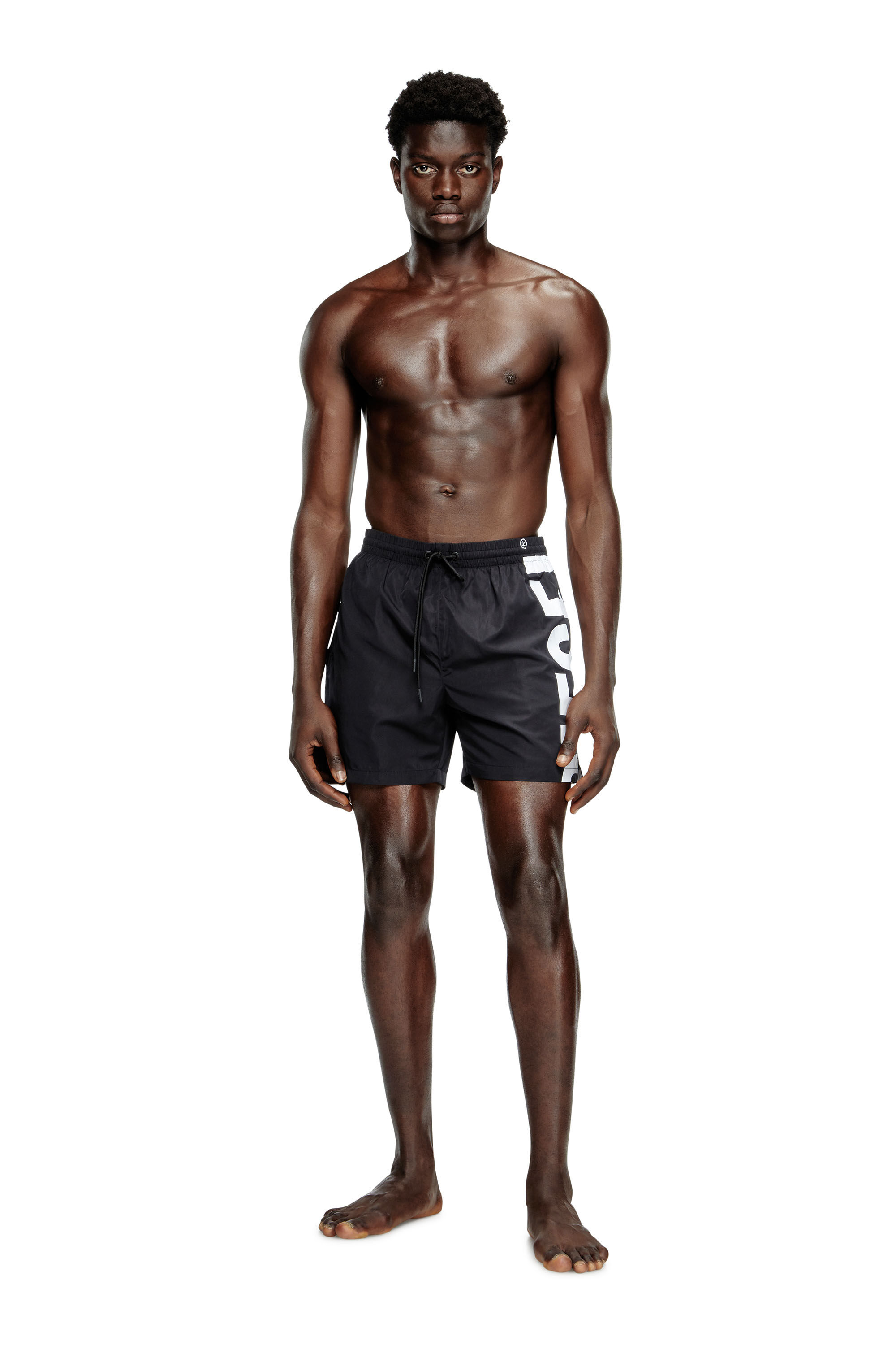 Diesel - RIO-41-D-CORE, Herren Mittellange Bade-Shorts mit Maxi-Logo in Schwarz/Weiss - 2