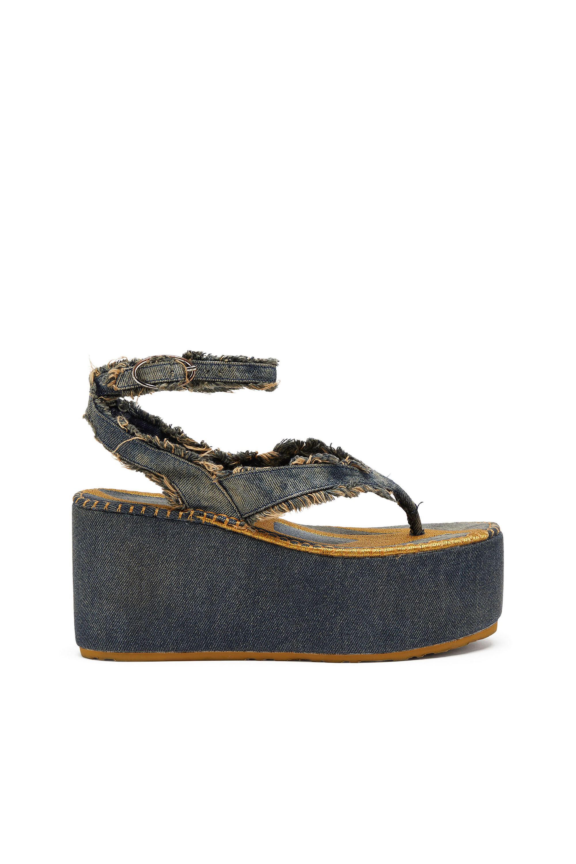 Diesel - SA-NIKOLA SANDAL, Damen Sa-Nikola &ndash; Sandale aus Denim mit ausgefransten Details in Blau/Grau - 1