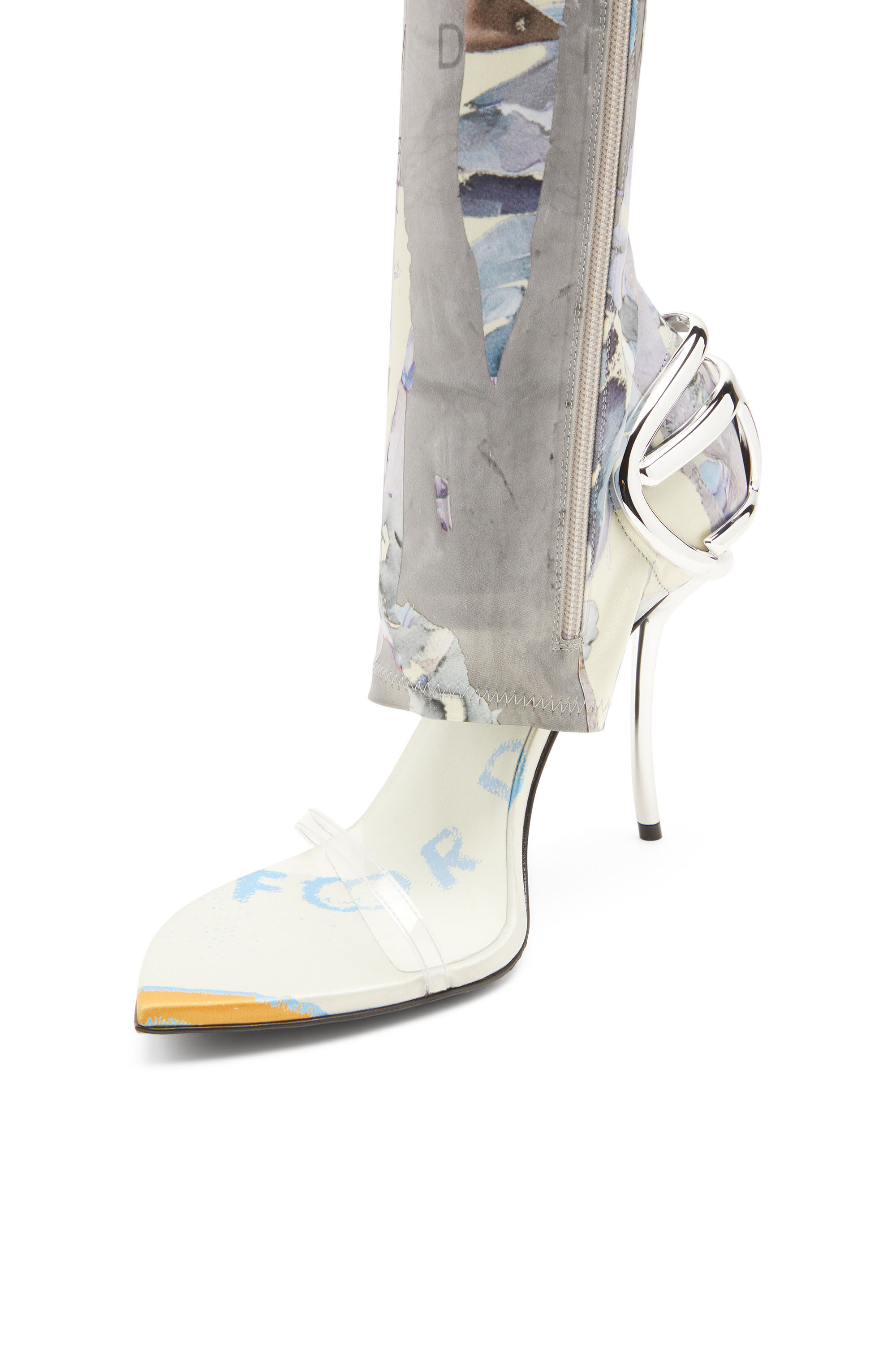 Diesel - D-TEN&HALF SDL KB, Damen Hybridsandalen mit Grafik-Print in Weiss/Blau - 4