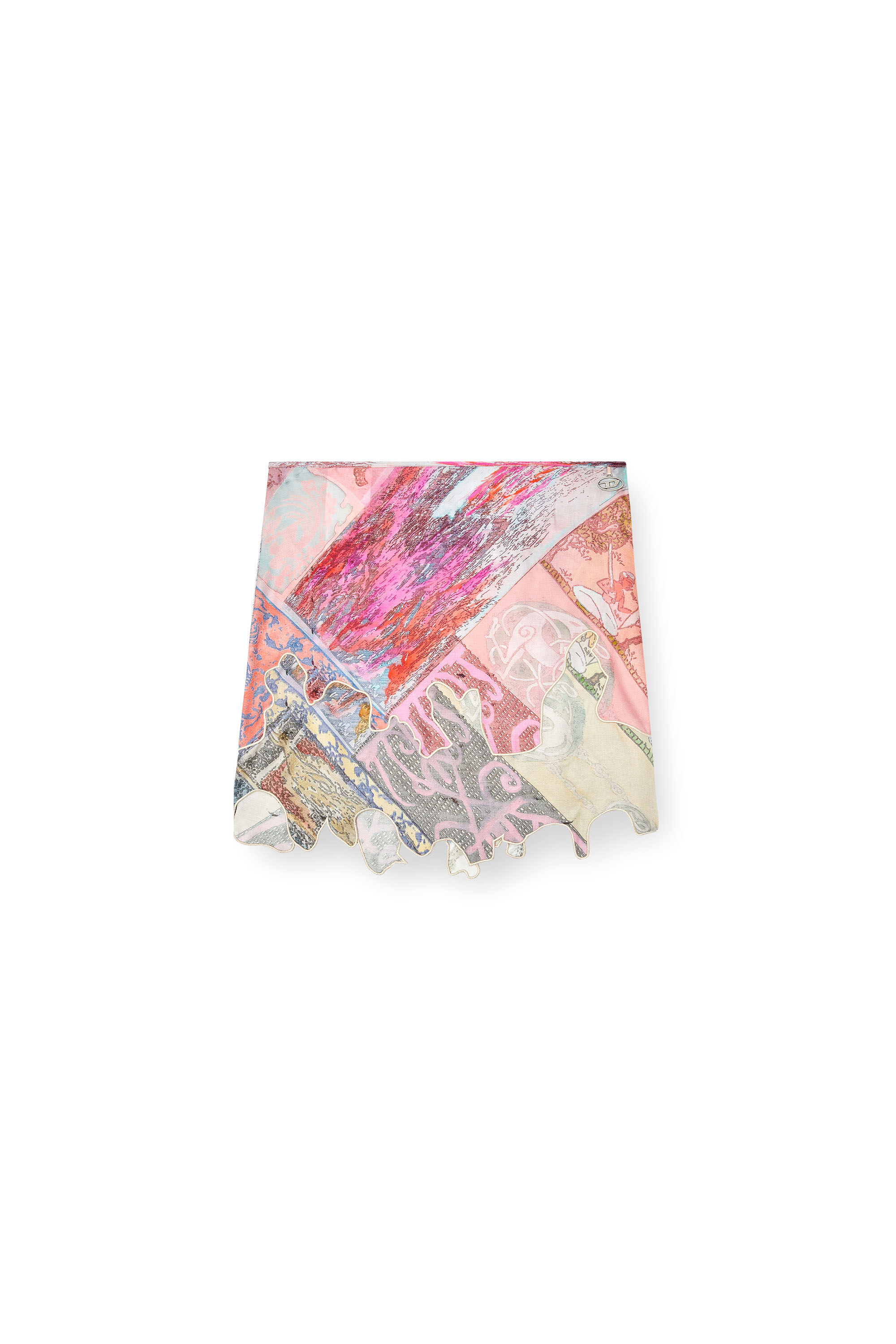 Diesel - O-DARE, Damen Minirock aus Viskose mit heraldischem Print in Rosa - 2