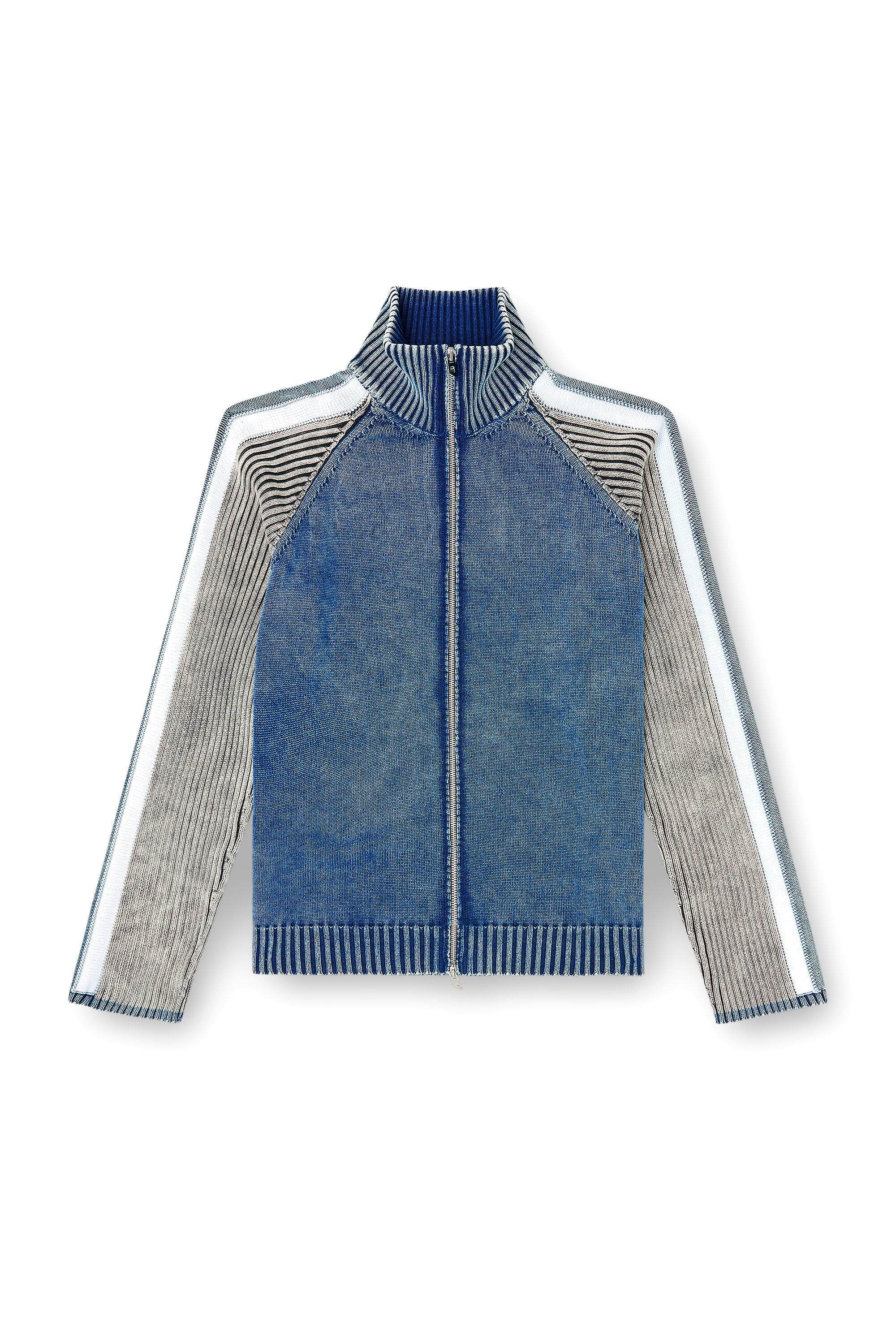 Diesel - K-HERONIMO, Herren Rei&szlig;verschluss-Cardigan mit sportlichen Streifen in Blau/Grau - 2