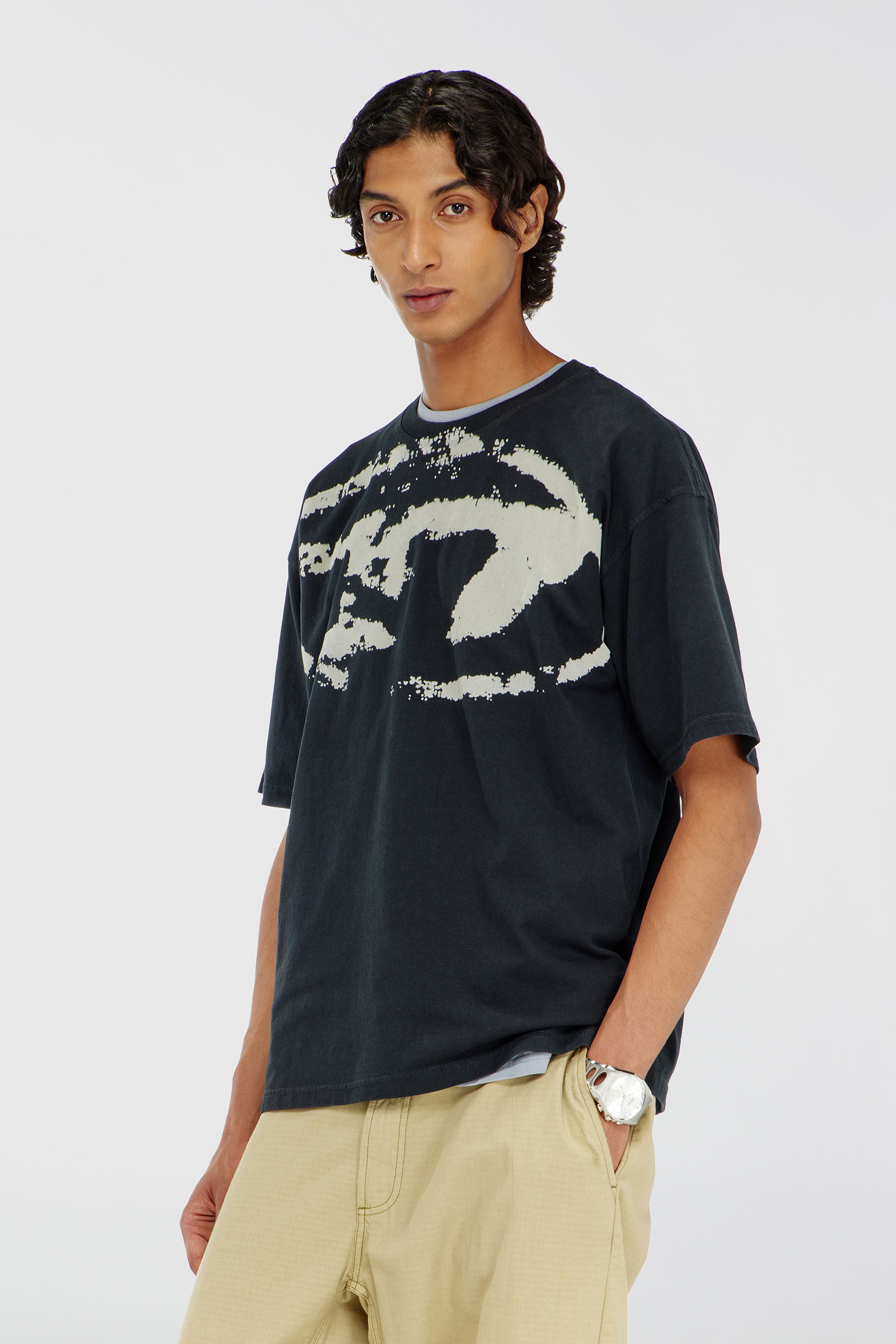Diesel - T-BOXT-N14, Herren T-Shirt mit beflocktem Distressed-Logo in Schwarz - 3