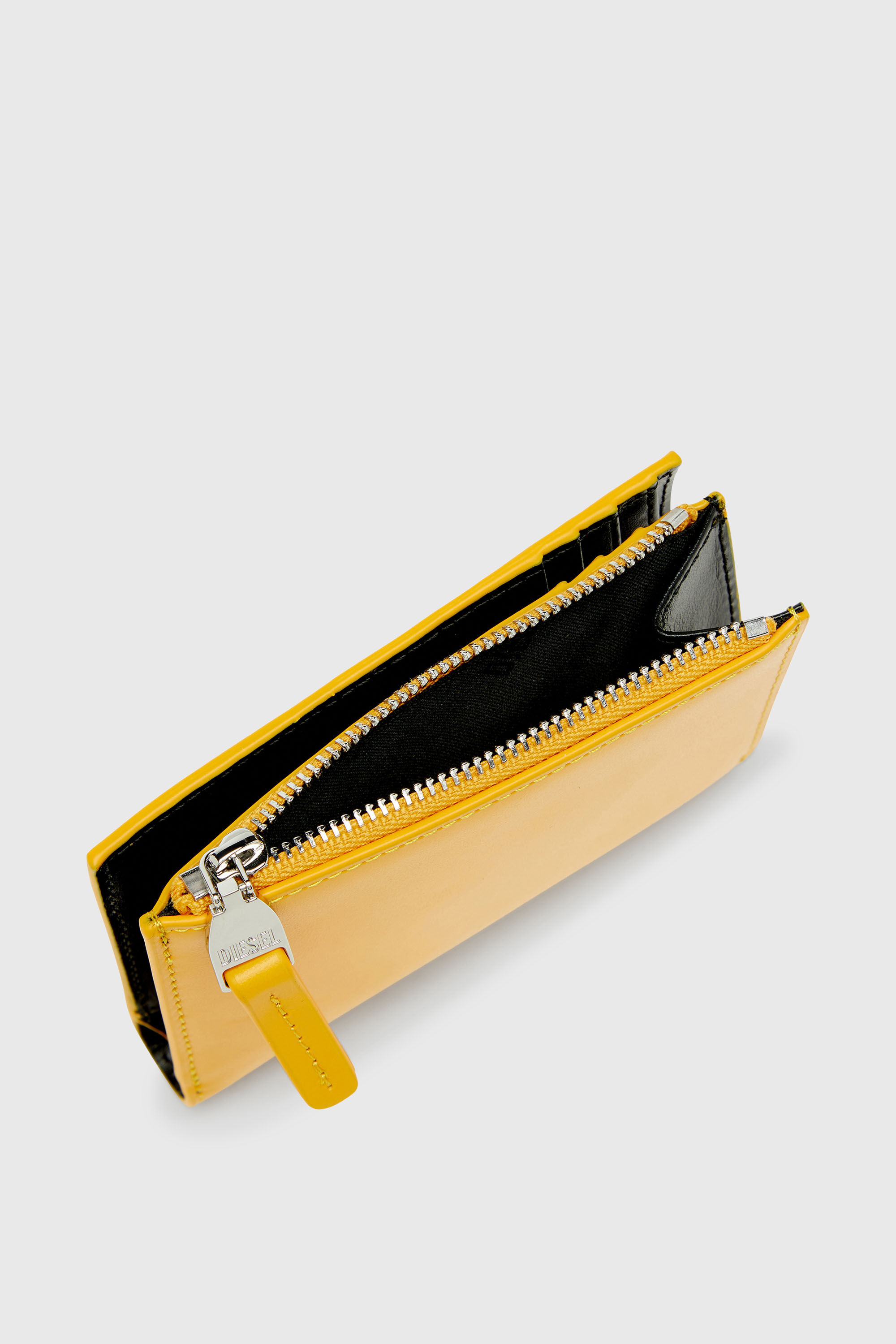 Diesel - 1DR BI-FOLD ZIP II, Damen Kleines Faltportemonnaie aus Leder in Gelb - 4