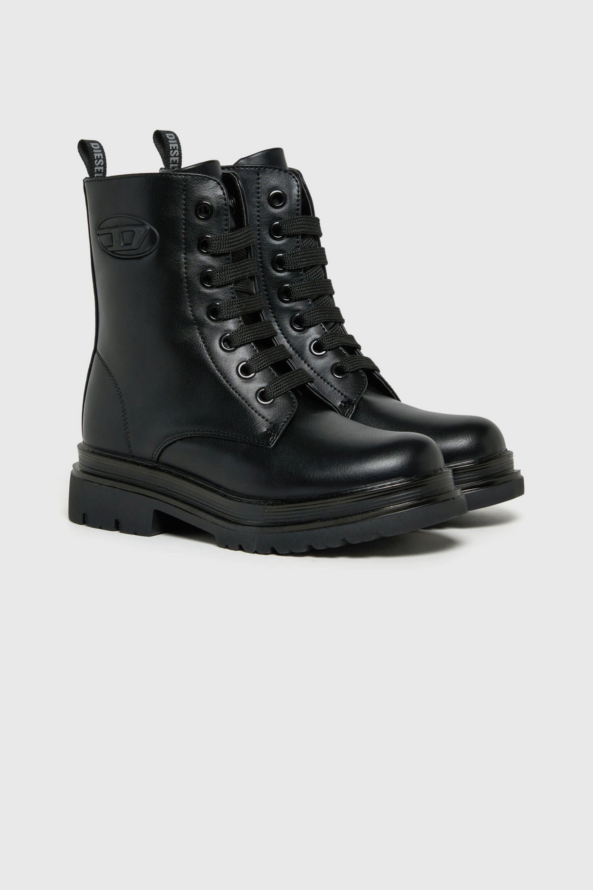 Diesel - D-ANFISTR-PU, Unisex's D-Anfistr- Combat boots with embossed Oval D logo in Black - 2