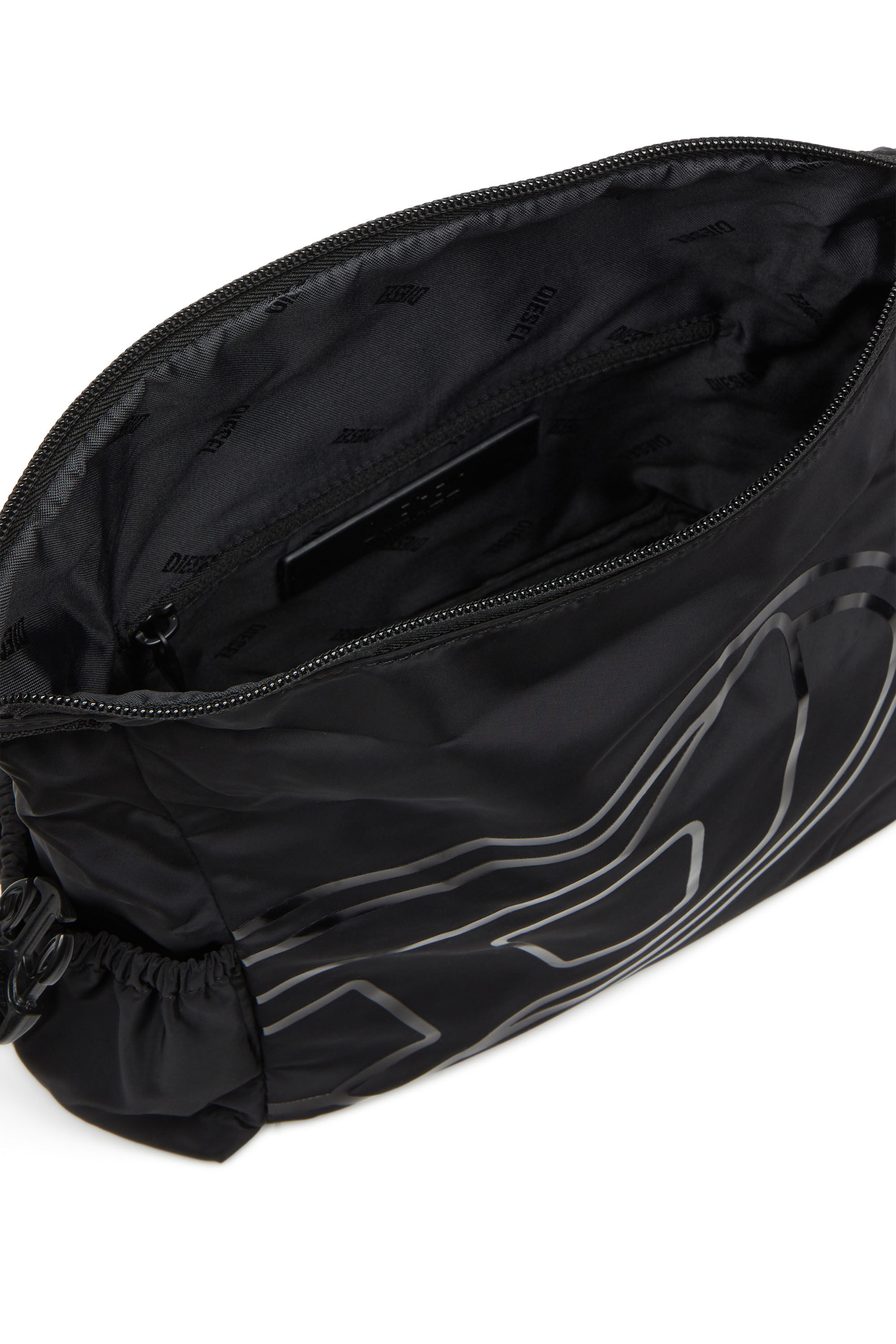 Damen Wash Bag aus Nylon mit Oval D Print Schwarz Diesel
