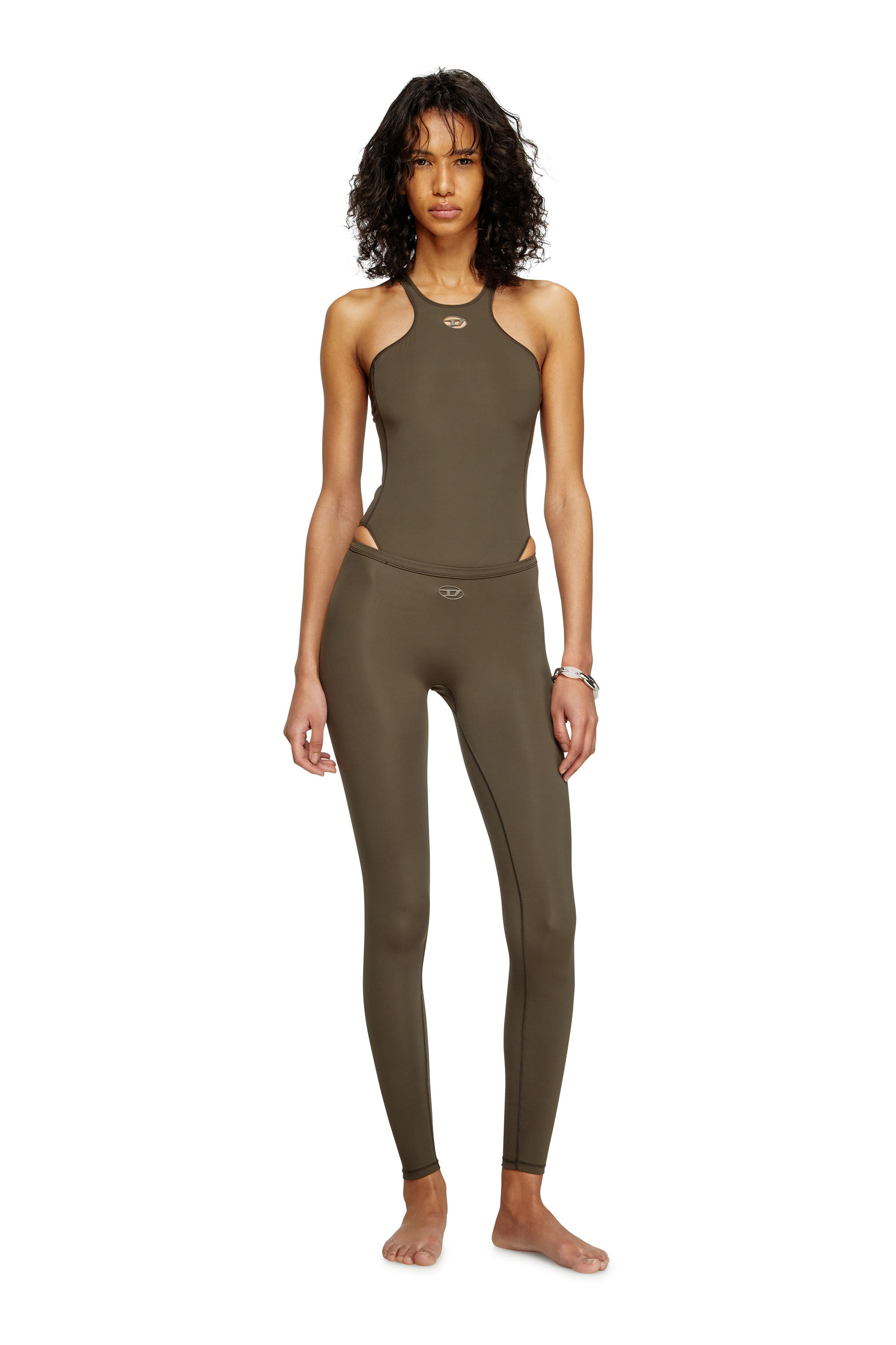 Diesel - MINA-UTLT, Damen Leggings aus Stretch-Nylon in Braun - 1