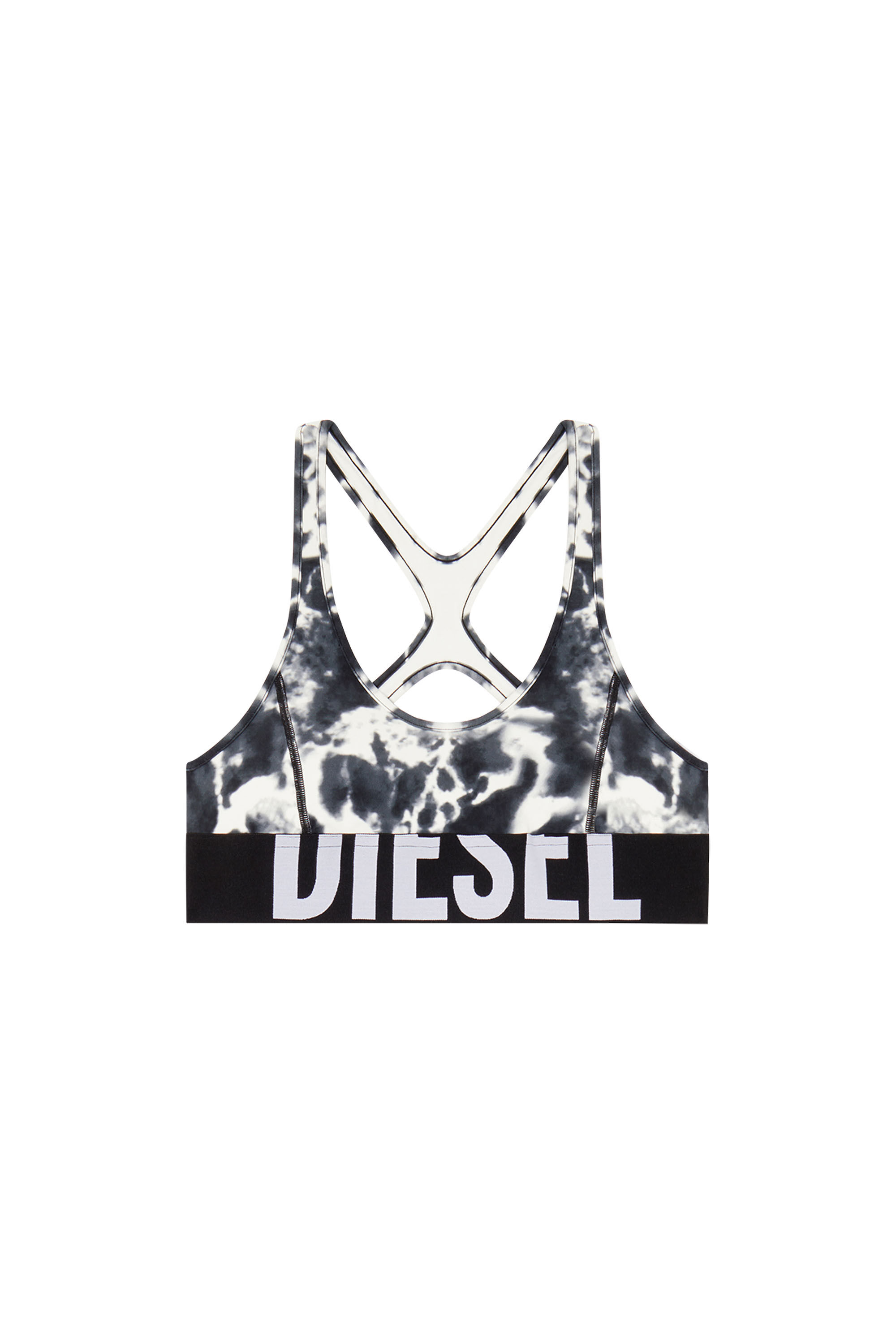 Diesel - ALLISON-D-POP, Damen Sport-BH aus bedruckter Mikrofaser in Weiss/Schwarz - 2