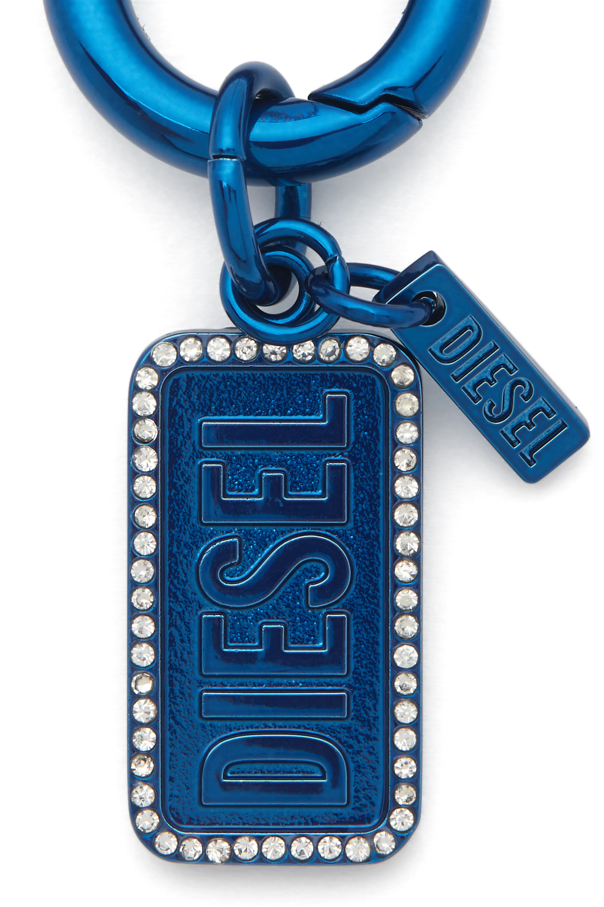 Diesel - CHARM-DIESEL, Unisex Metall-Schlüsselanhänger mit Diesel-Logo und Strasssteinen in Blau - 2