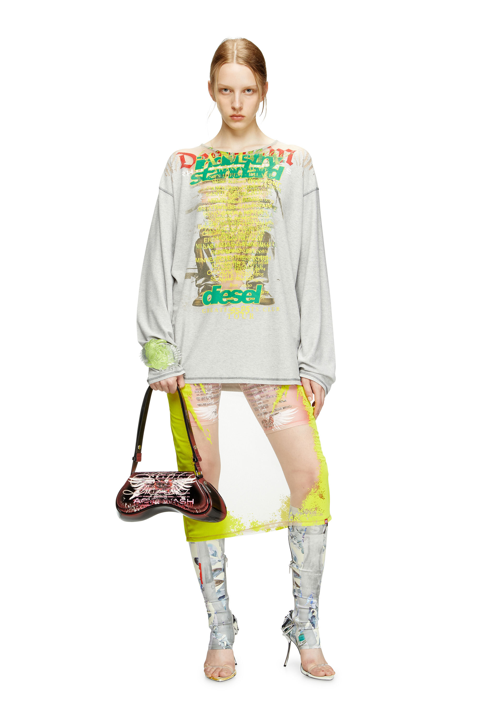 Diesel - T-JERRY-B, Unisex Langarm-T-Shirt mit Text-Print in Grau - 7