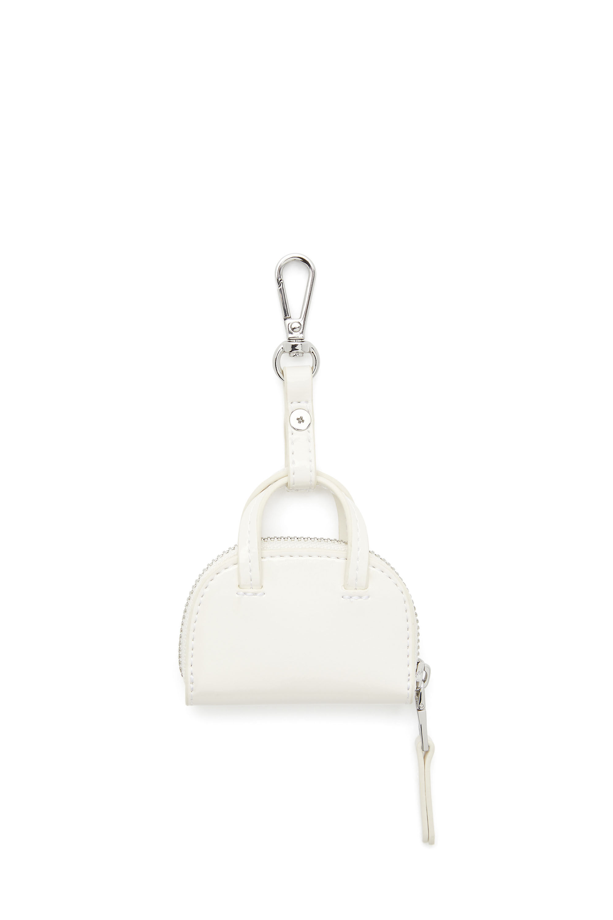 Diesel - 1DR DOME CHARMS, Damen Taschenanhänger aus glänzendem, geknittertem Naplak in Weiß - 2