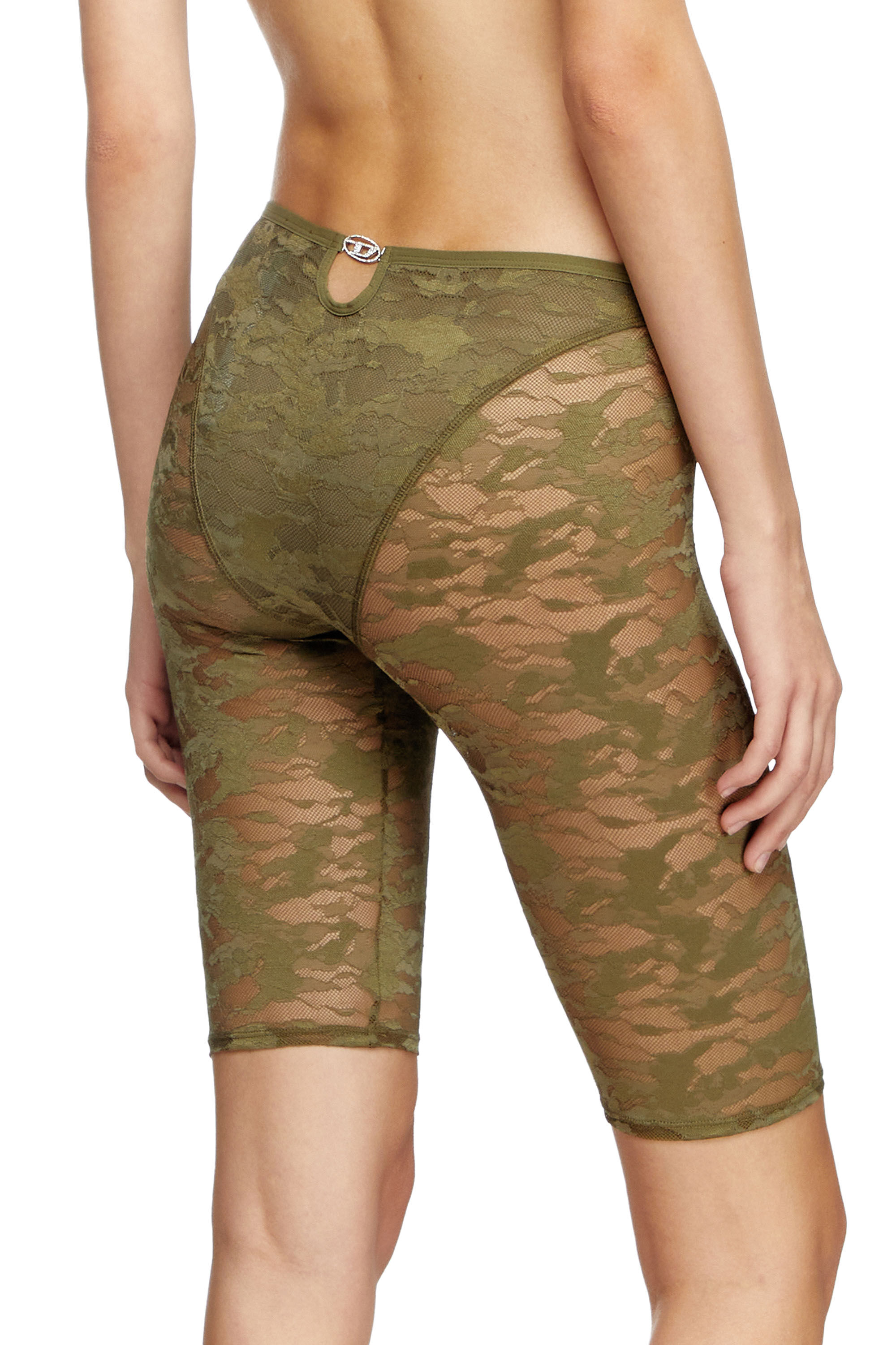 Diesel - UFLB-D-OVAL-LACE-SHORT, Damen Camouflage-Spitzen-Shorts mit Oval D-Plakette in Armeegrün - 4