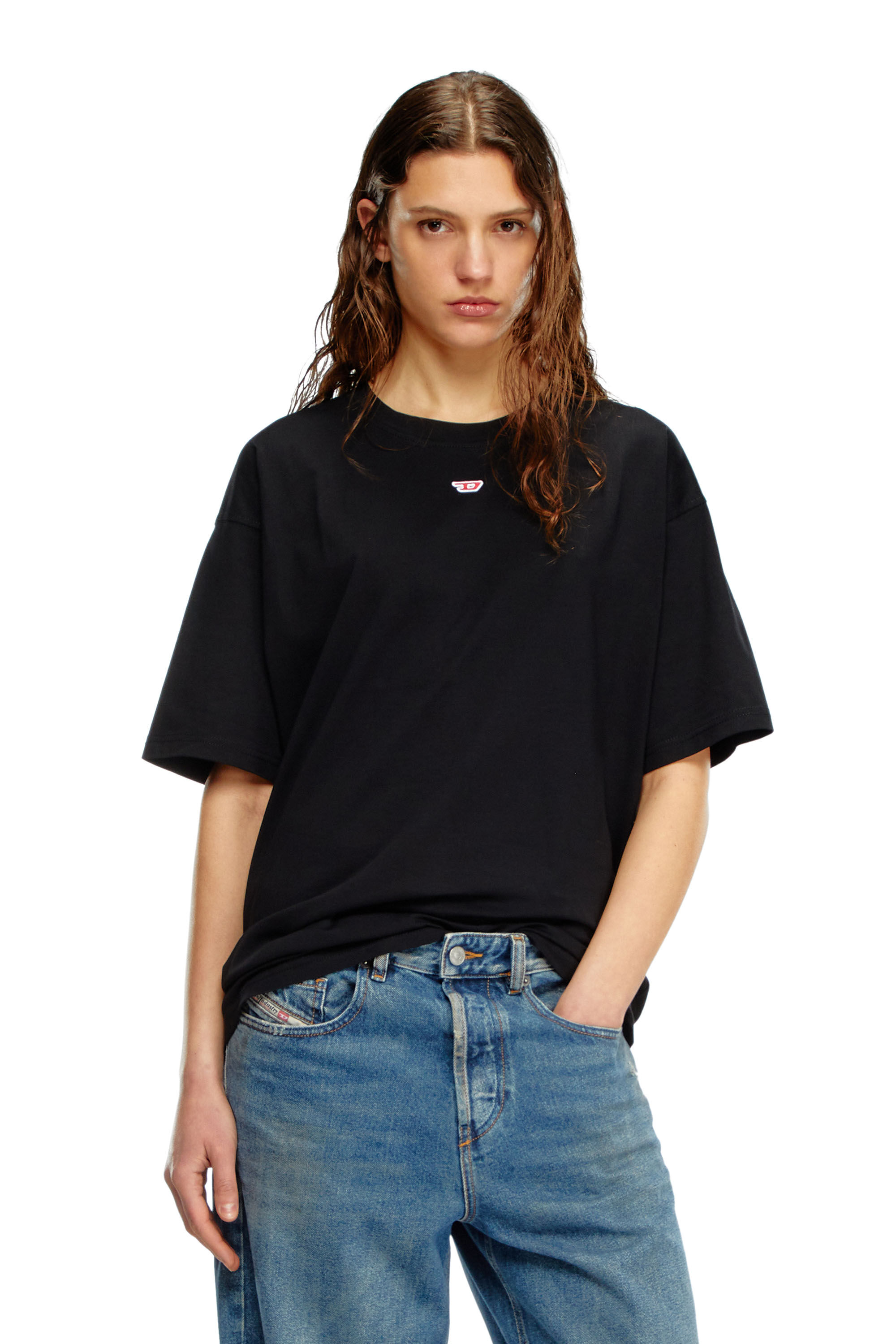 Diesel - T-BOXT-D, Unisex T-Shirt mit gesticktem D-Patch in Schwarz - 5