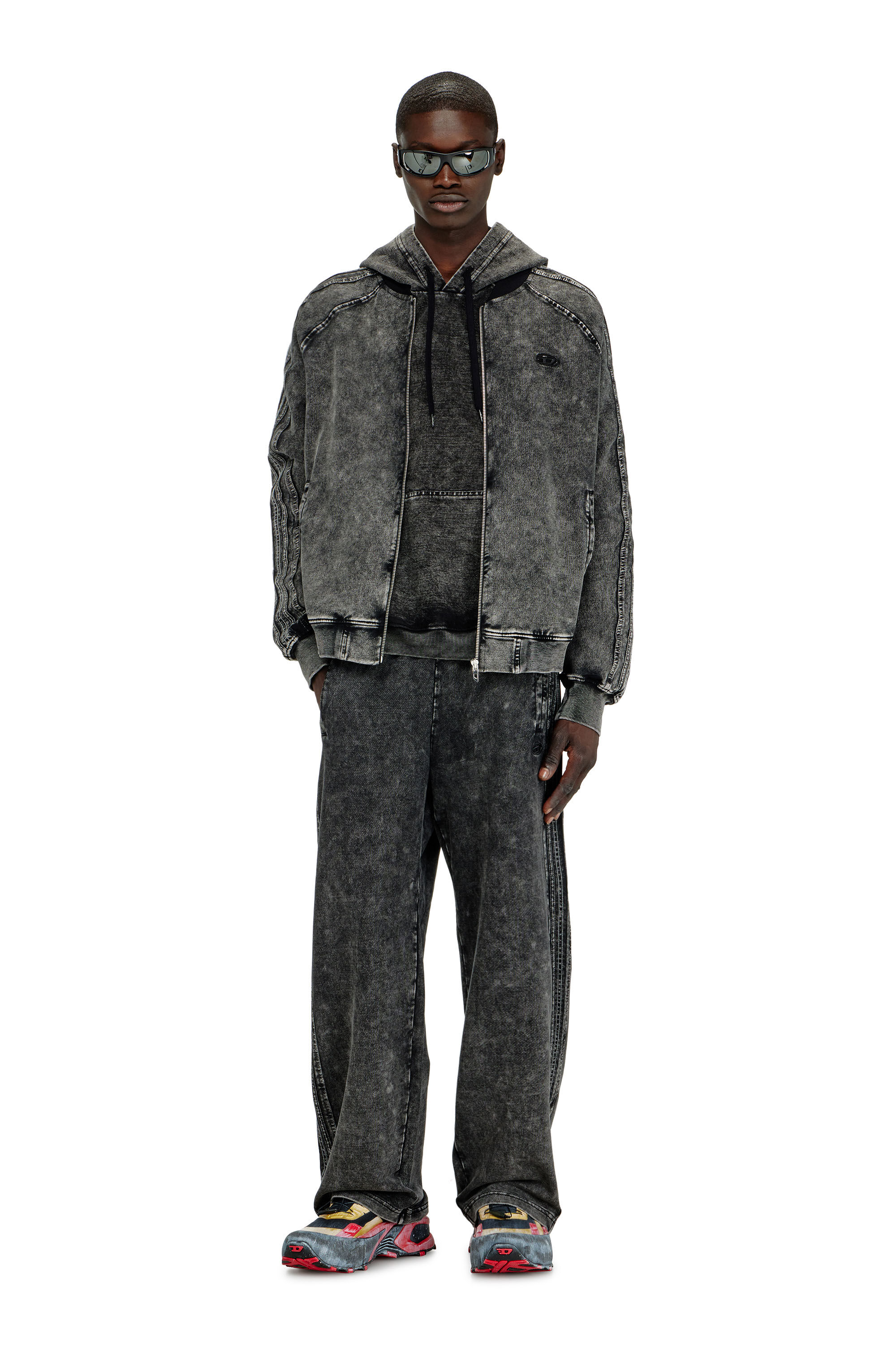 Diesel - S-ALT, Herren Rei&szlig;verschluss-Sweatshirt mit &Auml;rmelb&auml;ndern in null - 1