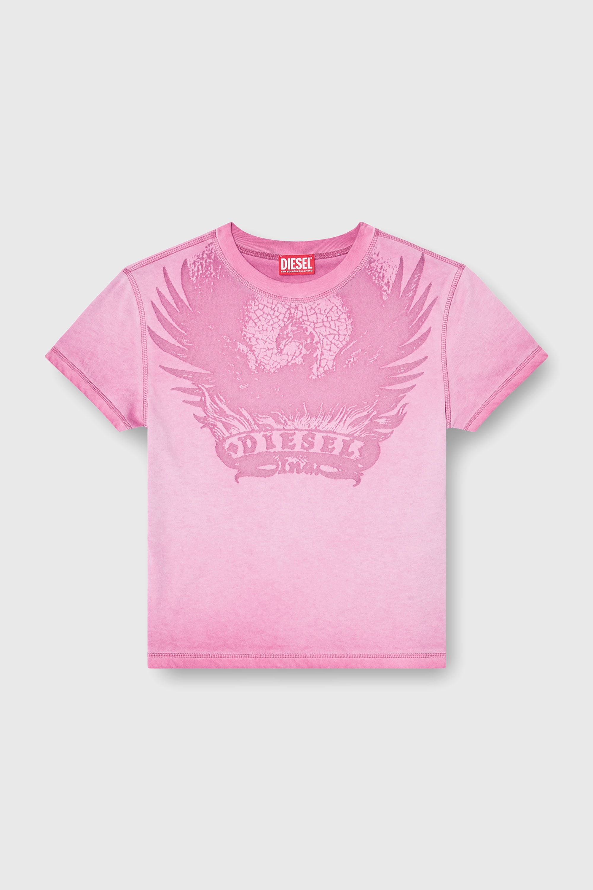 Diesel - T-ILA-AA7, Damen Slim T-shirt mit d&eacute;vor&eacute; Phoenix in Fuchsie - 2