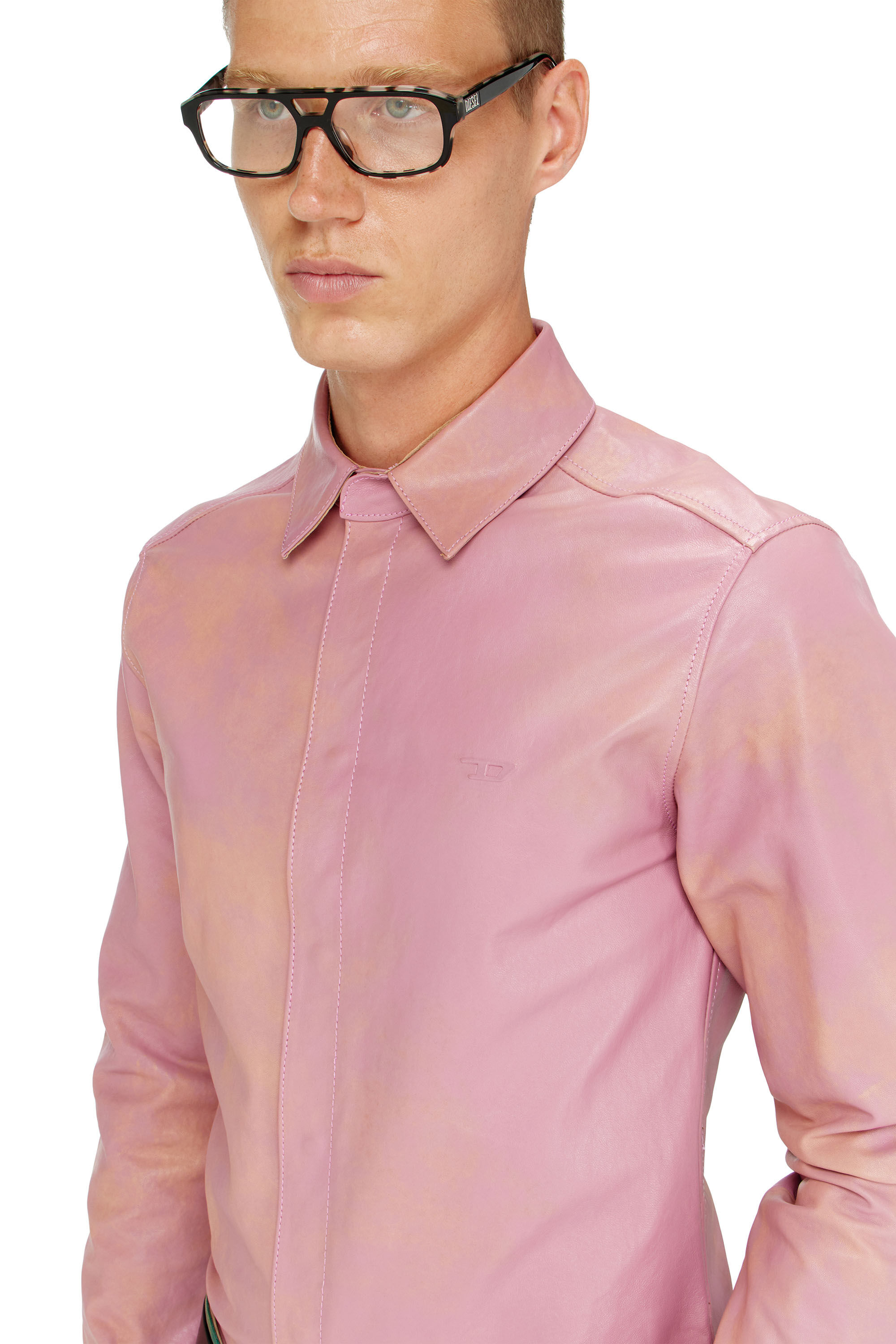 Diesel - S-CIRT, Herren Hemd aus behandeltem Leder in Rosa - 4