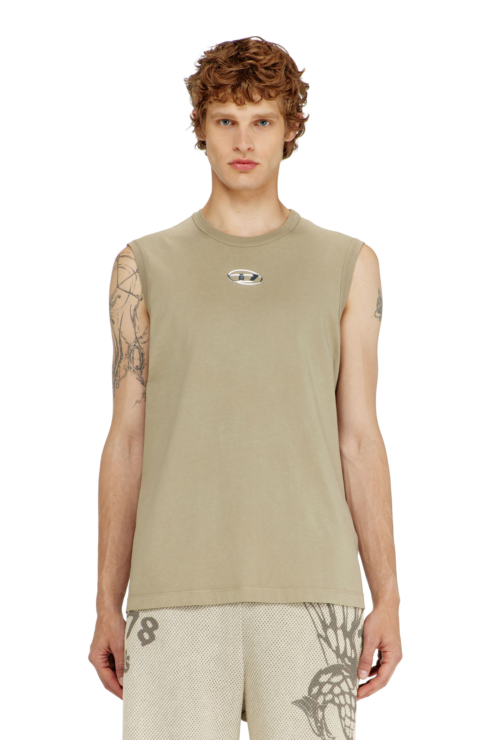 Diesel - T-BISCO-IOD, Herren Baumwoll-Tanktop mit ovalem D-Logo in Metallic-Optik in null - 3