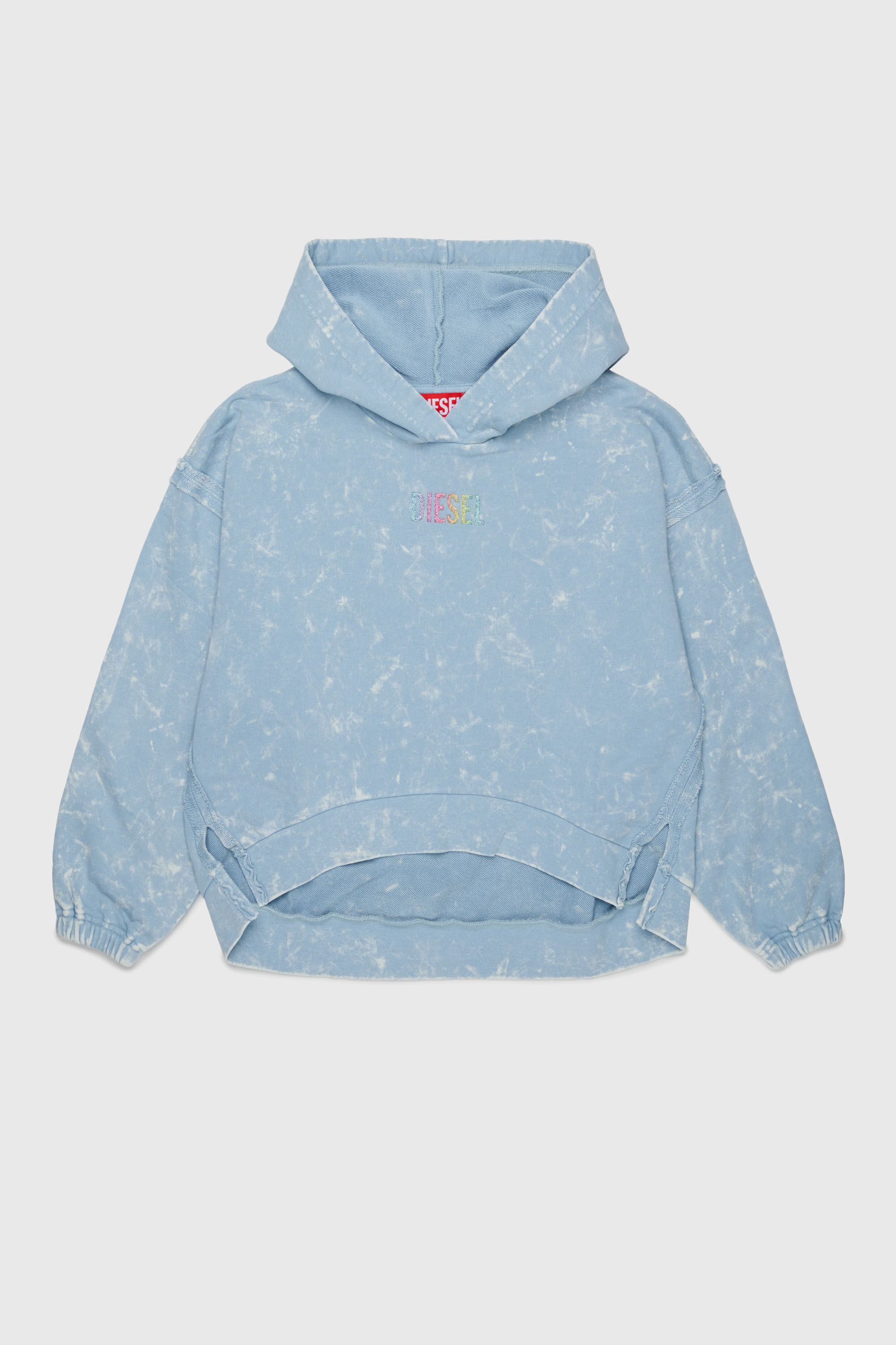 Diesel - SLOXY, Damen Kapuzenpullover mit Tie-dye-Effekt und Rainbow-Logo in Hellblau - 1