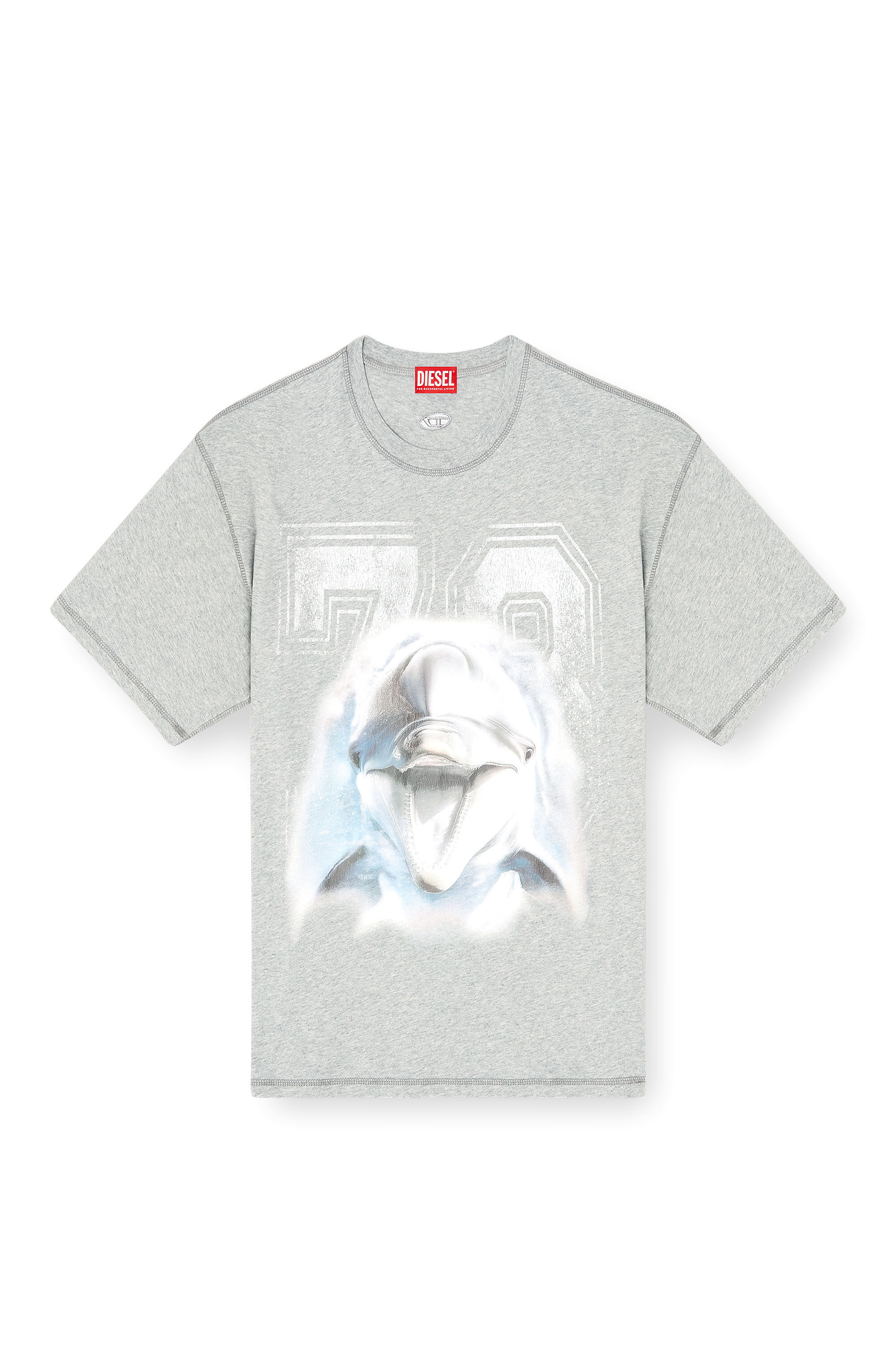 Diesel - T-BOXT-DOLPHIN, Herren Locker sitzendes T-Shirt mit Delfin-Grafik in Grau - 2