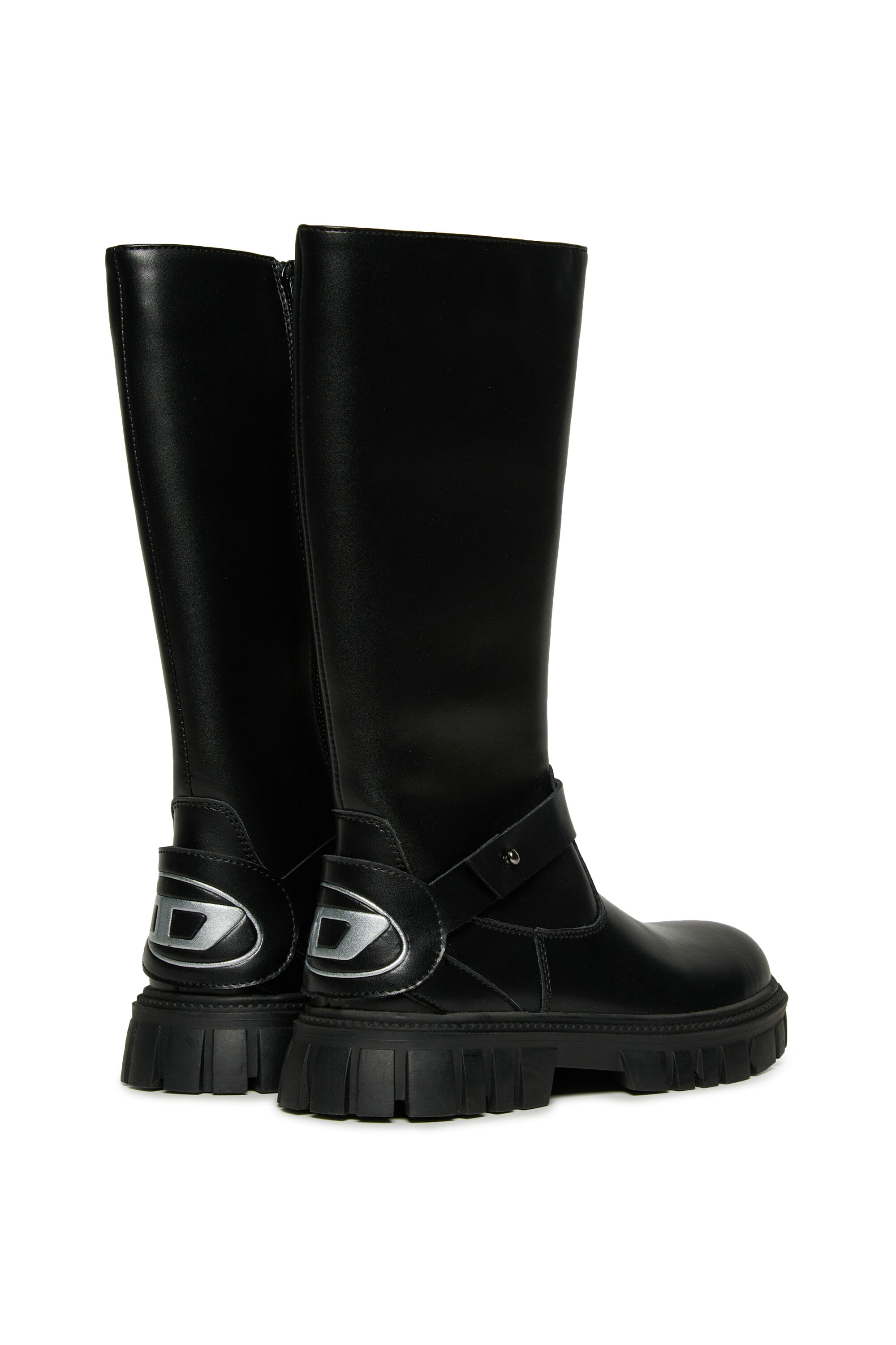 Diesel - D-HAMMER KNT PATCH, Unisex D-Hammer Hohe Lederstiefel in Schwarz - 3