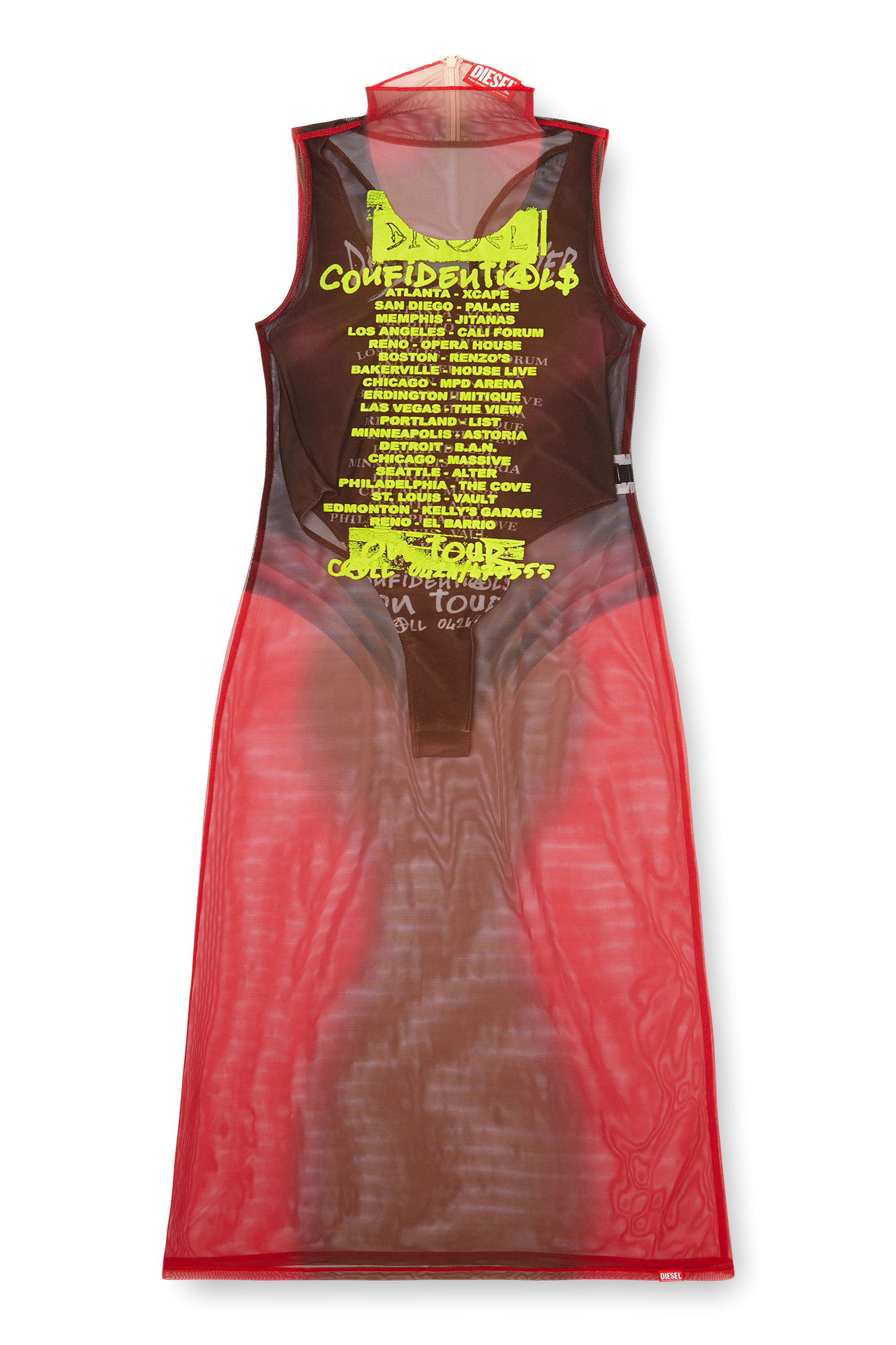 Diesel - D-AGNEC, Damen Mehrlagiges Westenkleid mit Text-Print in Braun - 2