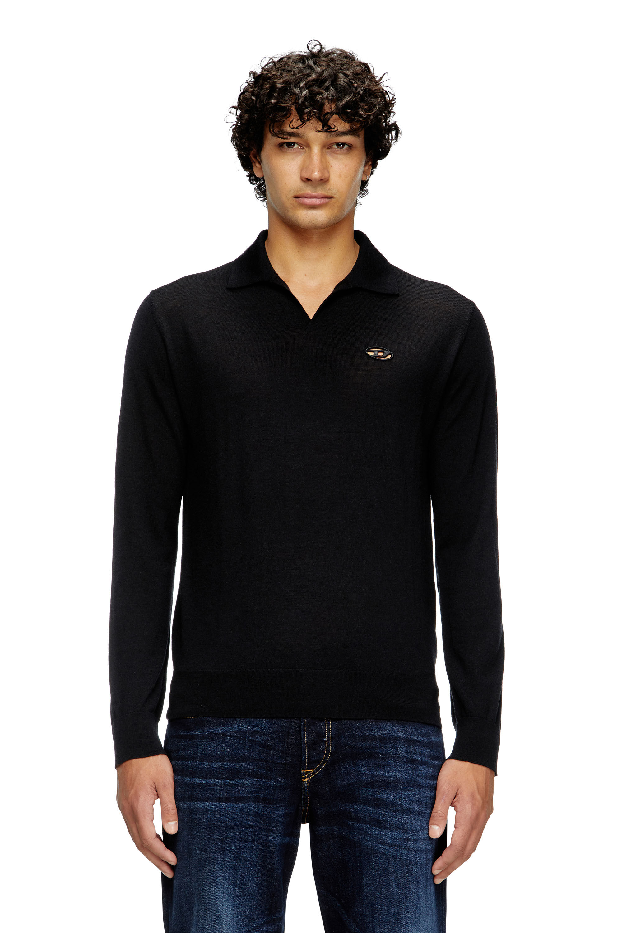 Diesel - K-GLARE, Herren Pullover aus Wolle mit Polokragen in Schwarz - 3