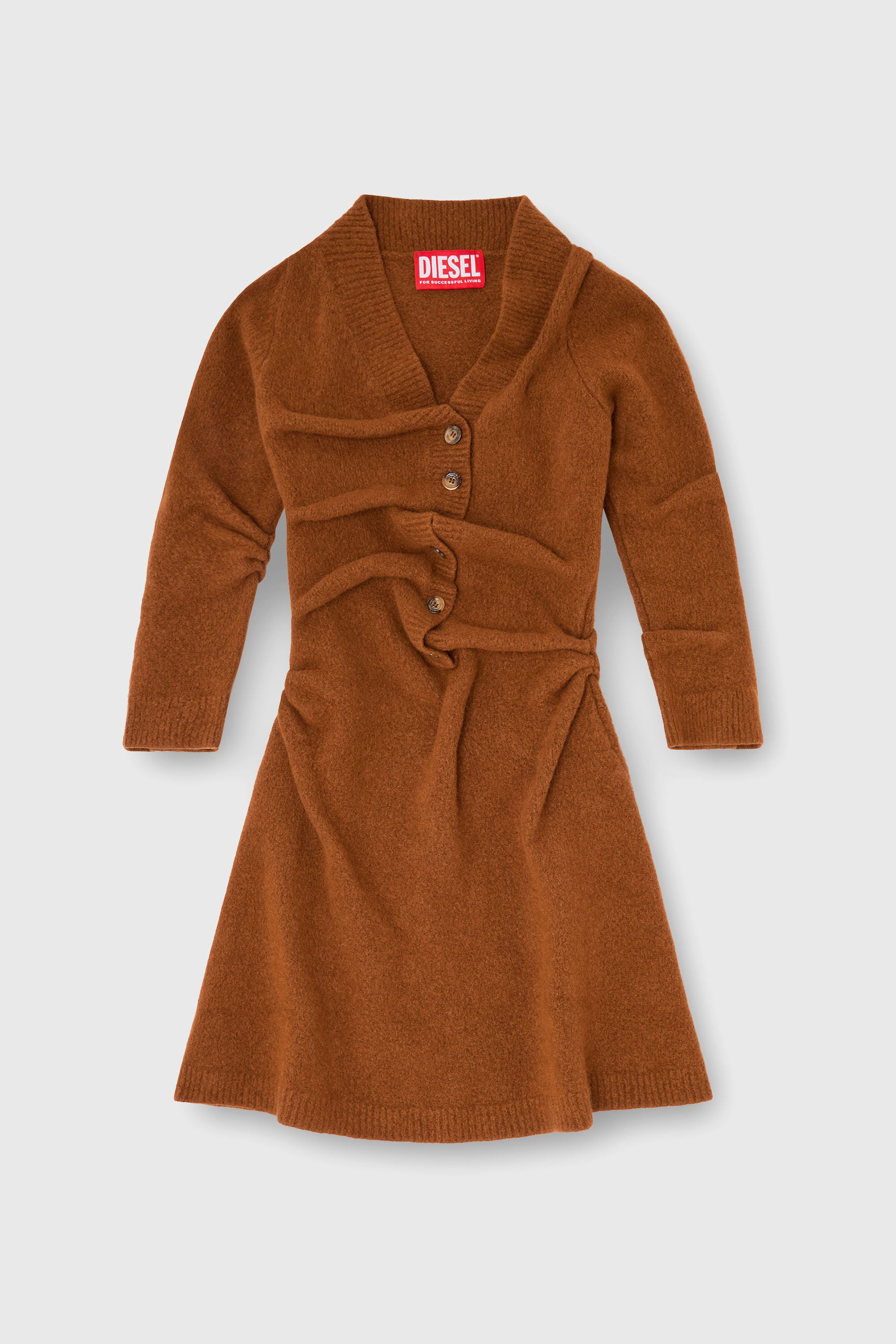 Diesel - M-ANITA, Damen Kurzes Cardigan-Kleid aus gekochtem, geknittertem Strick in null - 2