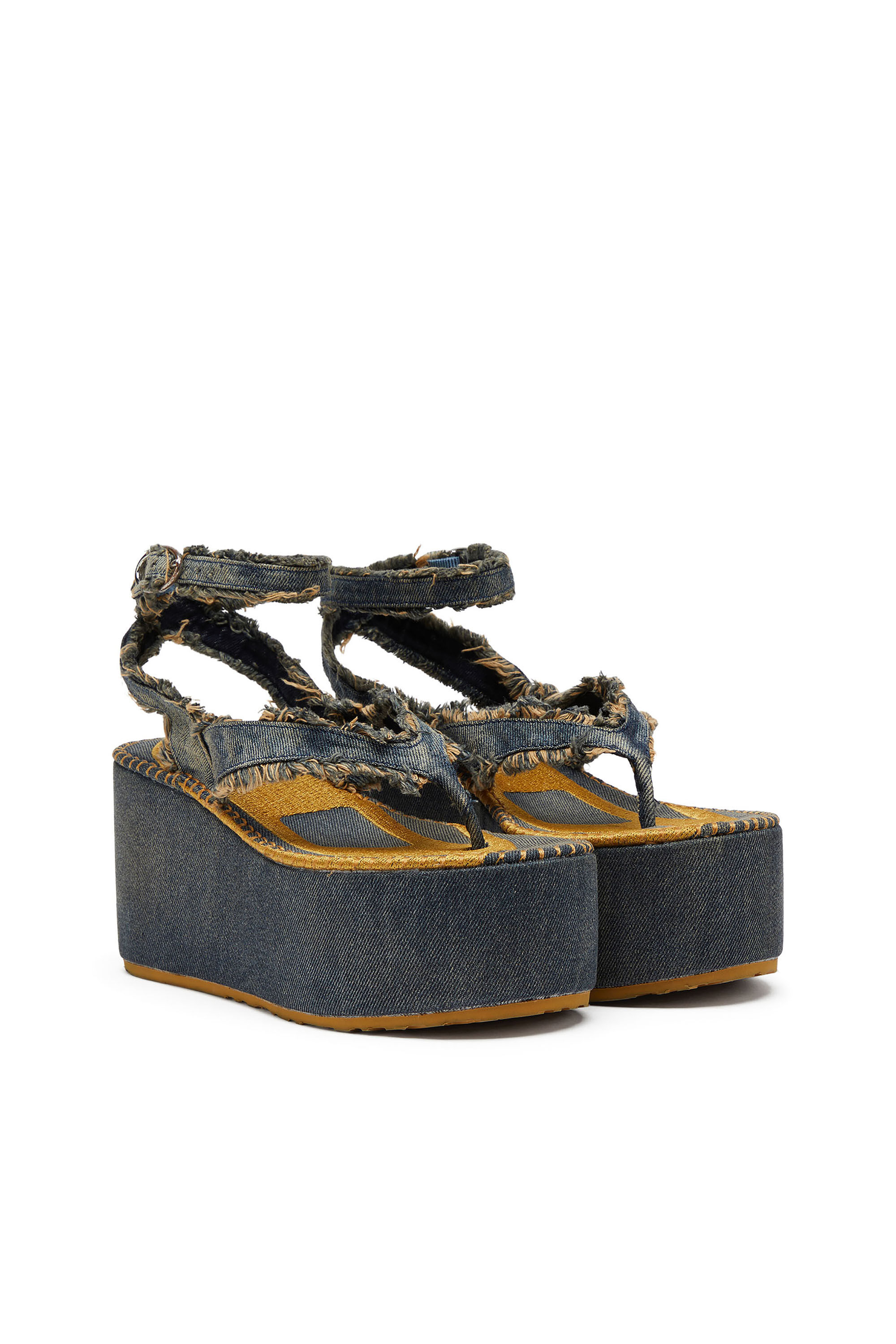 Diesel - SA-NIKOLA SANDAL, Damen Sa-Nikola &ndash; Sandale aus Denim mit ausgefransten Details in Blau/Grau - 2
