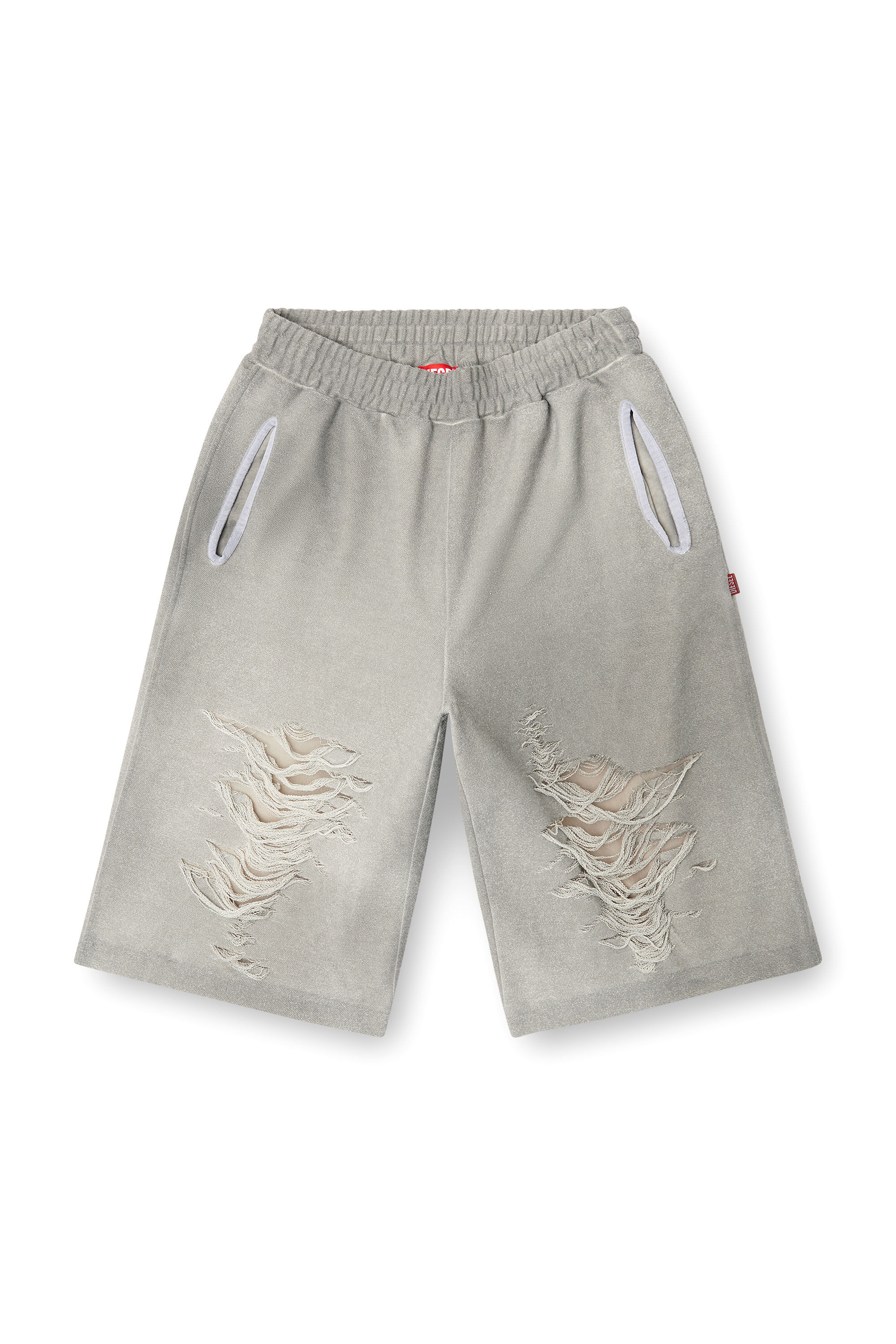 Diesel - P-PERC-SHORT, Herren Shorts mit vielgetragenen Knien in Grau - 2