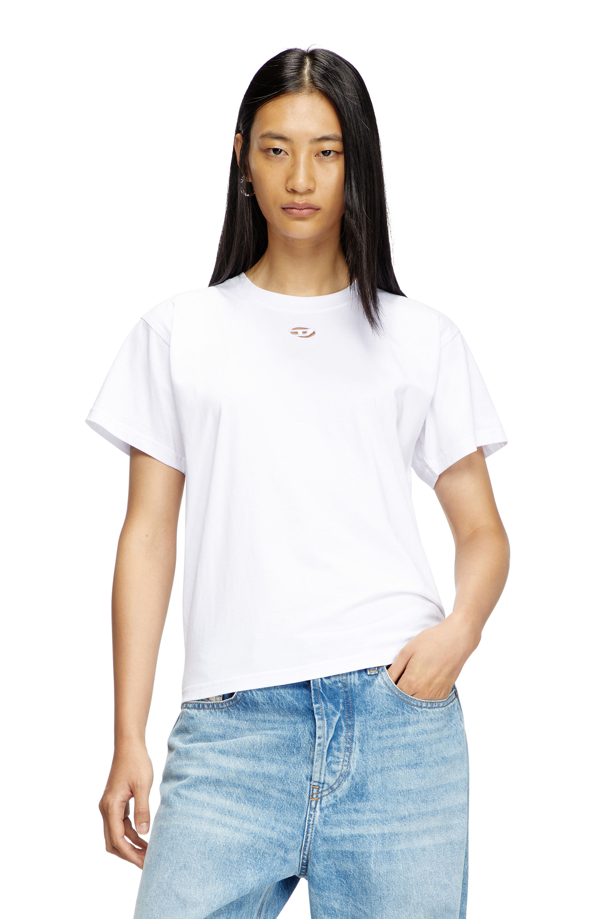 Diesel - T-MAREY, Damen T-Shirt mit kleinem Oval D in Weiß - 3
