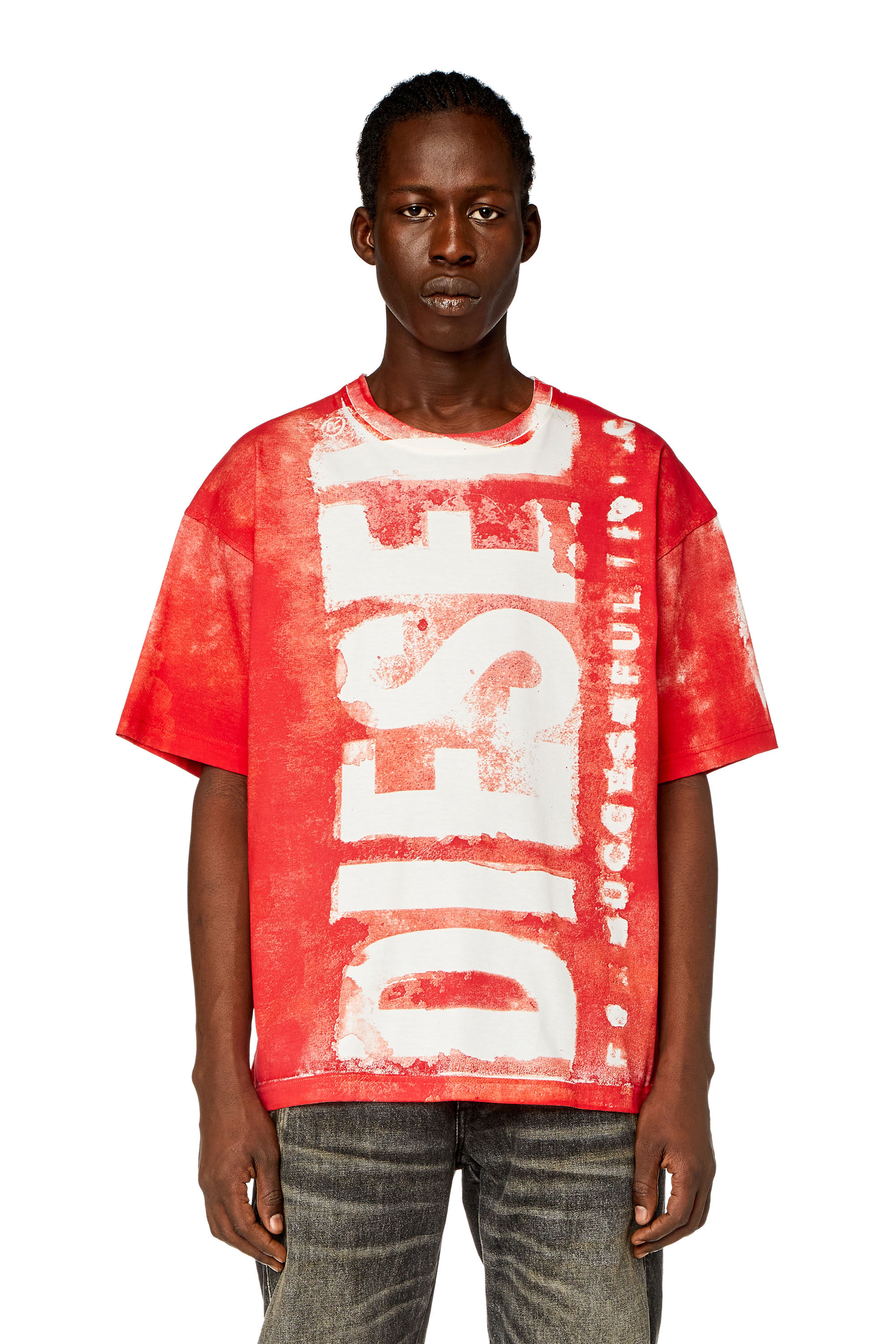 Diesel - T-BOXT-BISC, Herren T-Shirt mit auslaufenden Maxi-Logos in Rot - 2