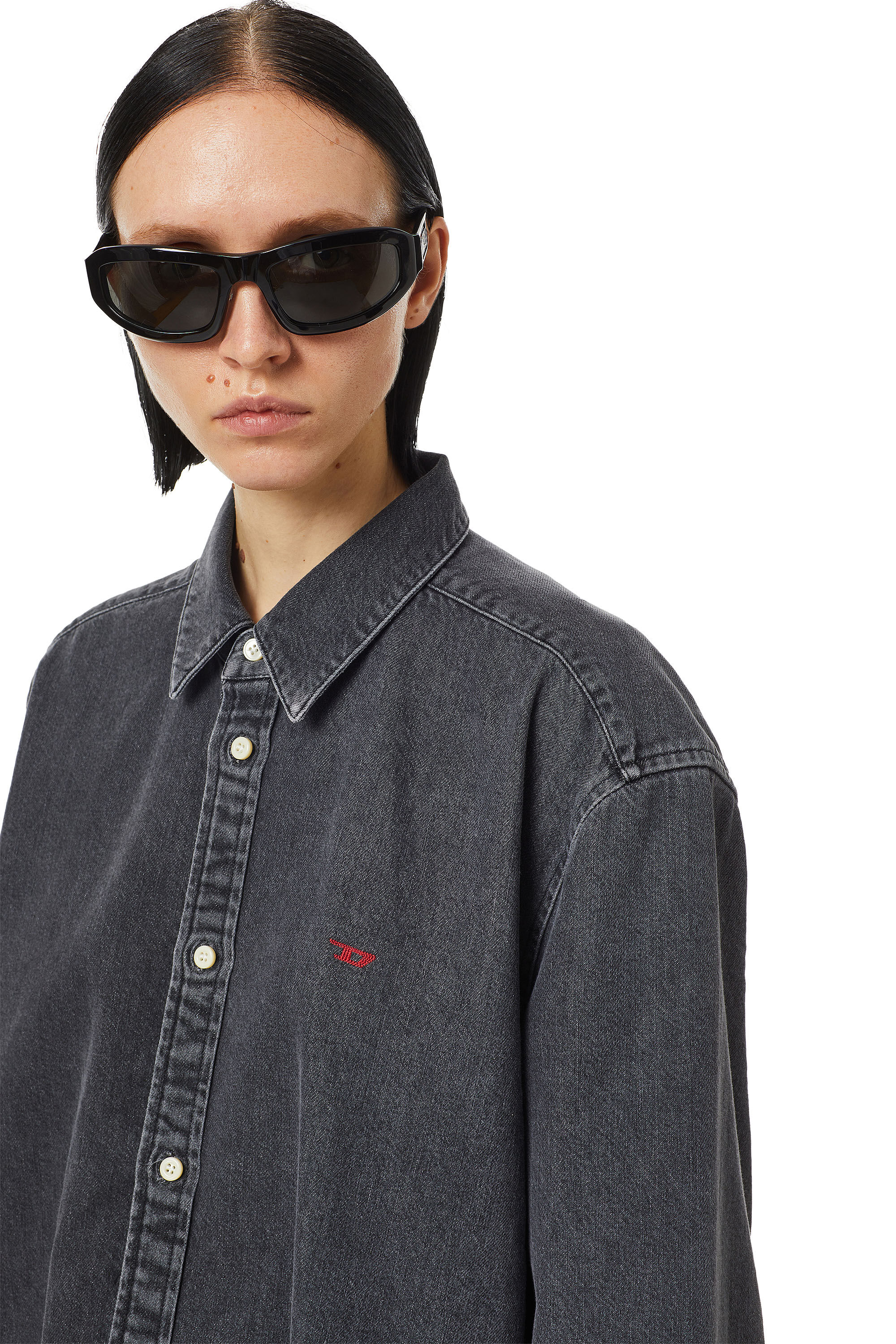 Diesel - DE-BLEX SHIRT DRESS, Schwarz/Dunkelgrau - Image 5