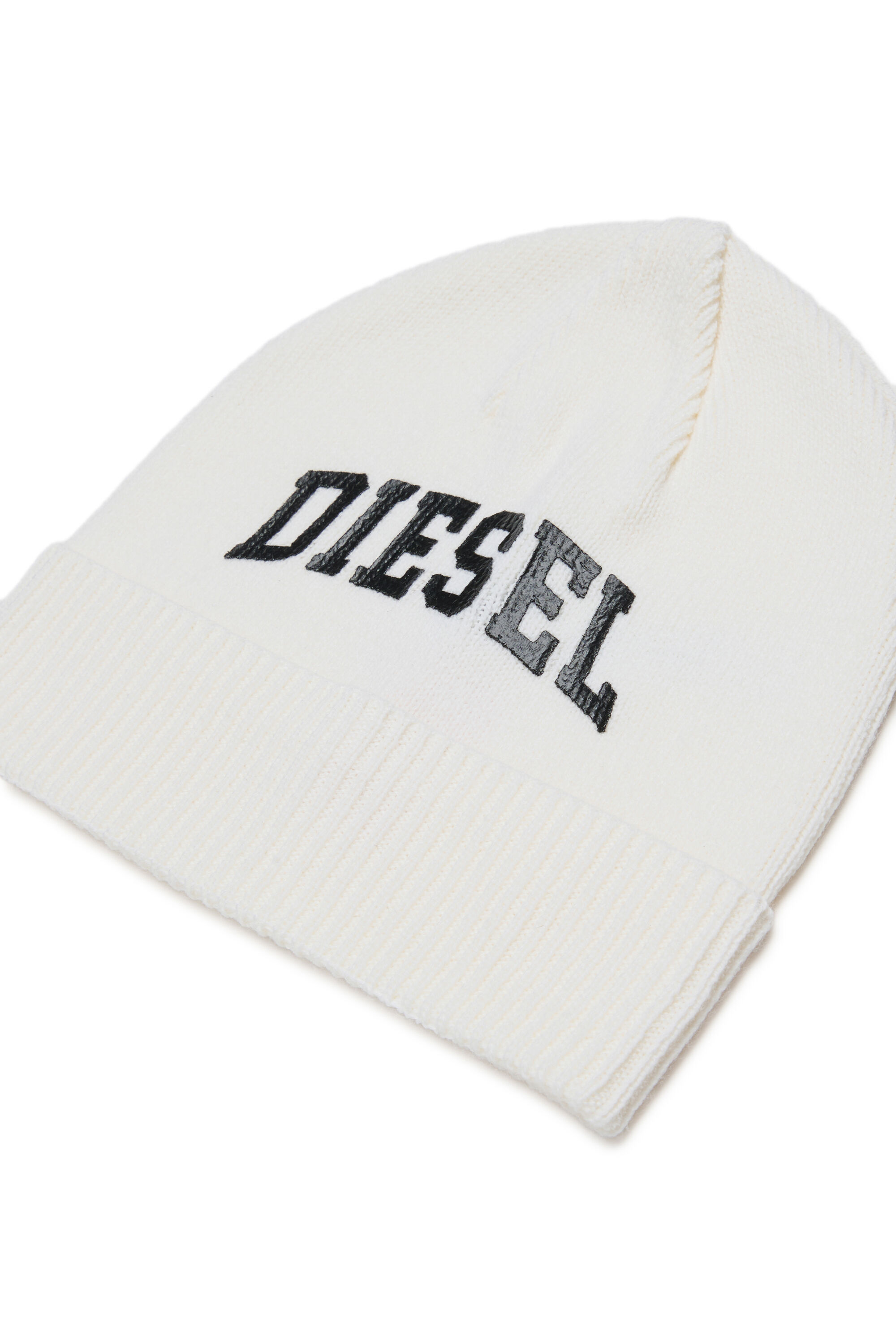 Diesel - FBAND, Unisex Beanie aus Wollmischung mit Logo in Wei&szlig; - 3