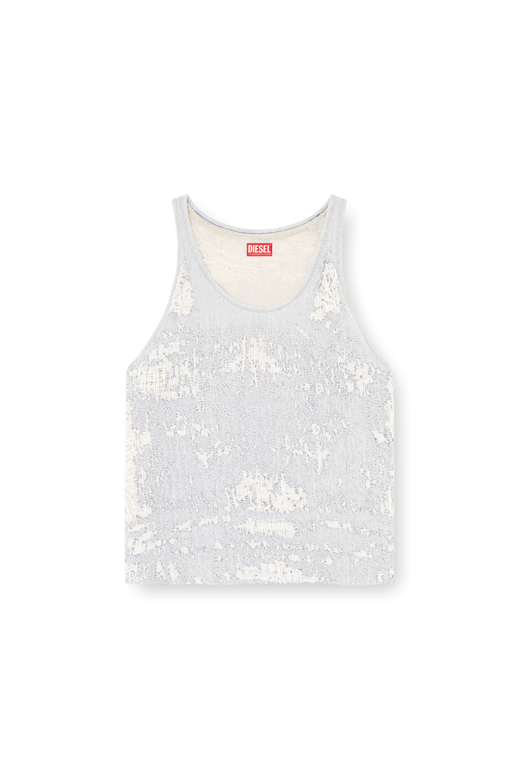Diesel - DE-DALBY-FSG, Damen Oberteil aus ultra-zerstörtem Jacquard-Denim in Hellblau - 2