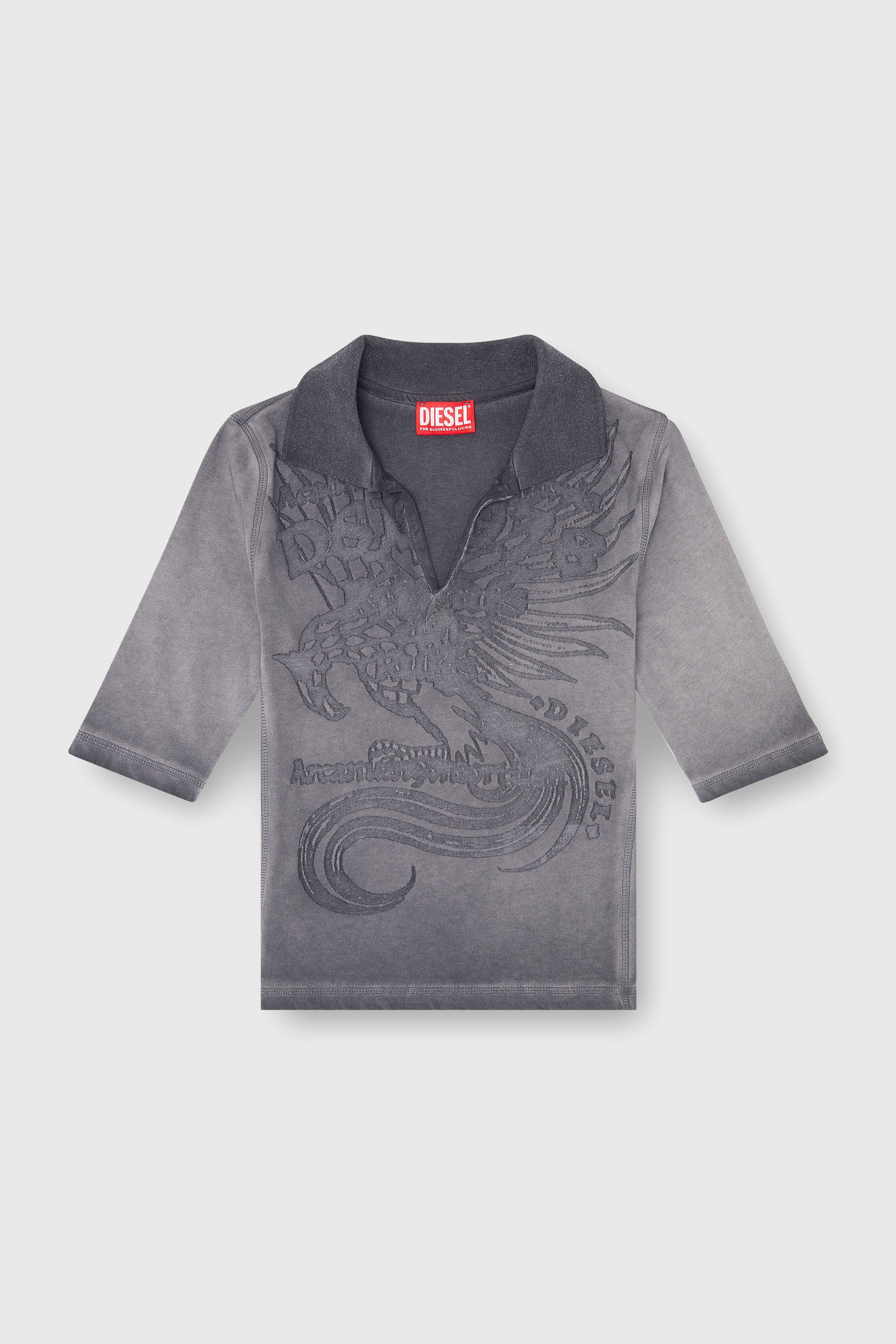 Diesel - T-BEA, Damen Slim-Poloshirt mit d&eacute;vor&eacute;-Print in Grau - 2