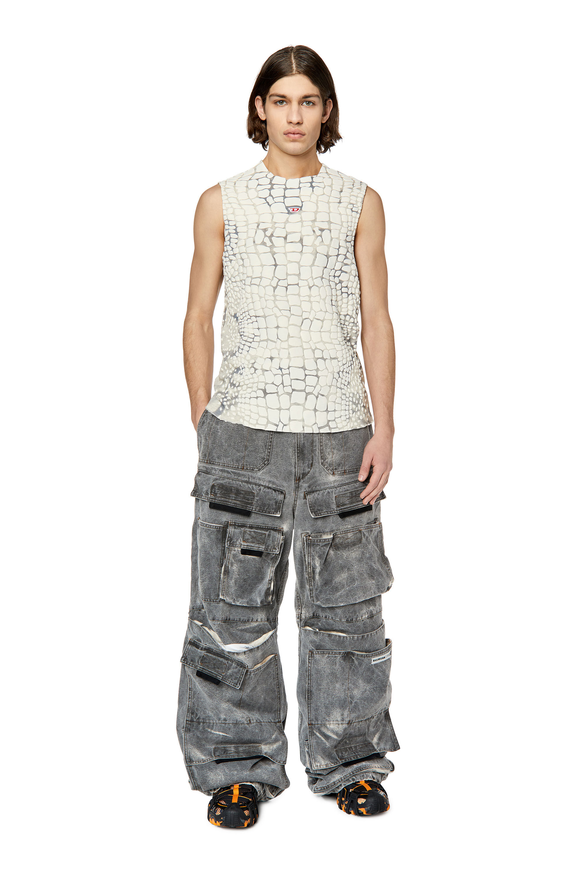 Diesel - T-WALLY, Grau/Weiss - Image 1