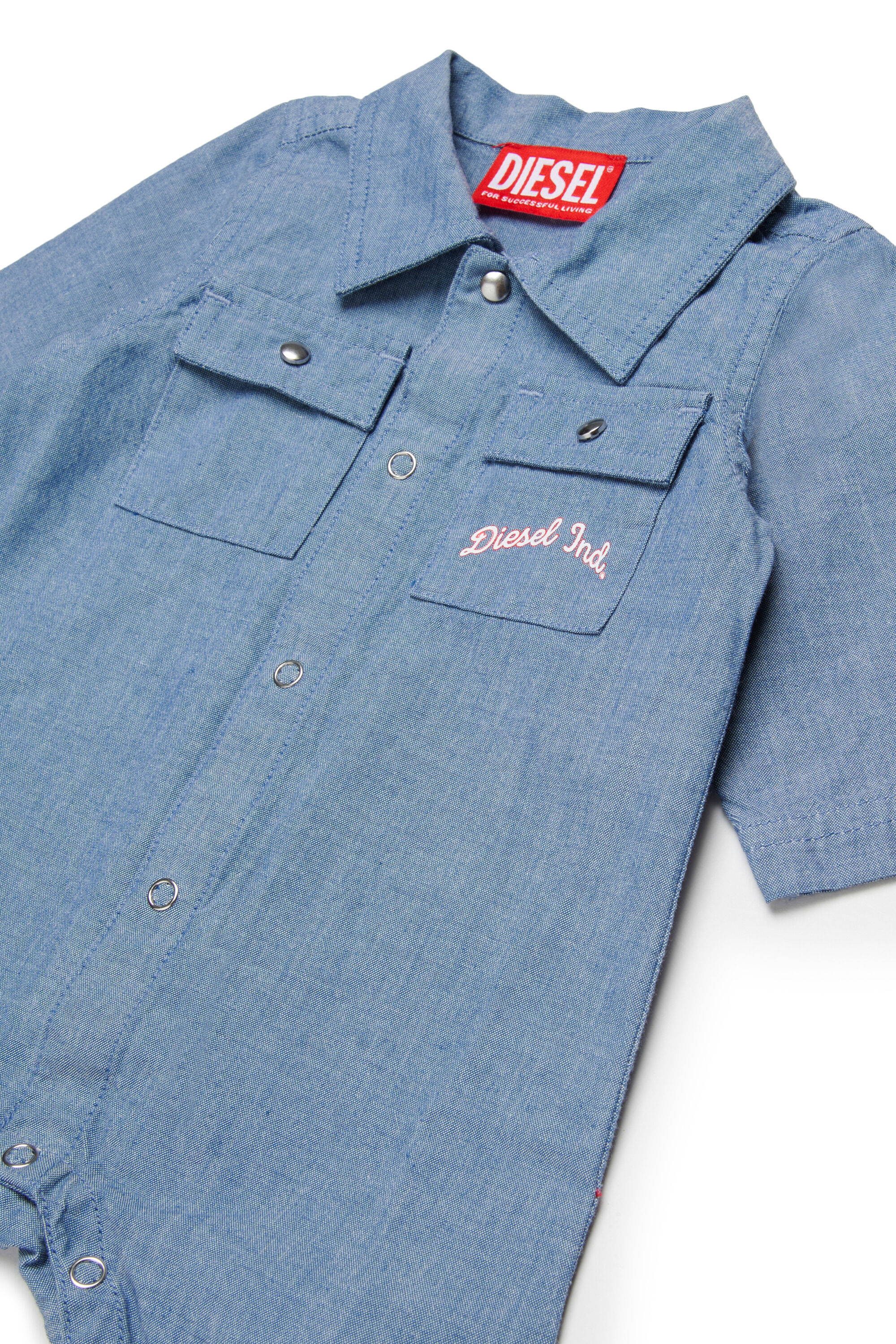 Diesel - JUSTY-NB, Unisex Baumwoll-Jumpsuit mit bestickten Taschen in Blau - 3