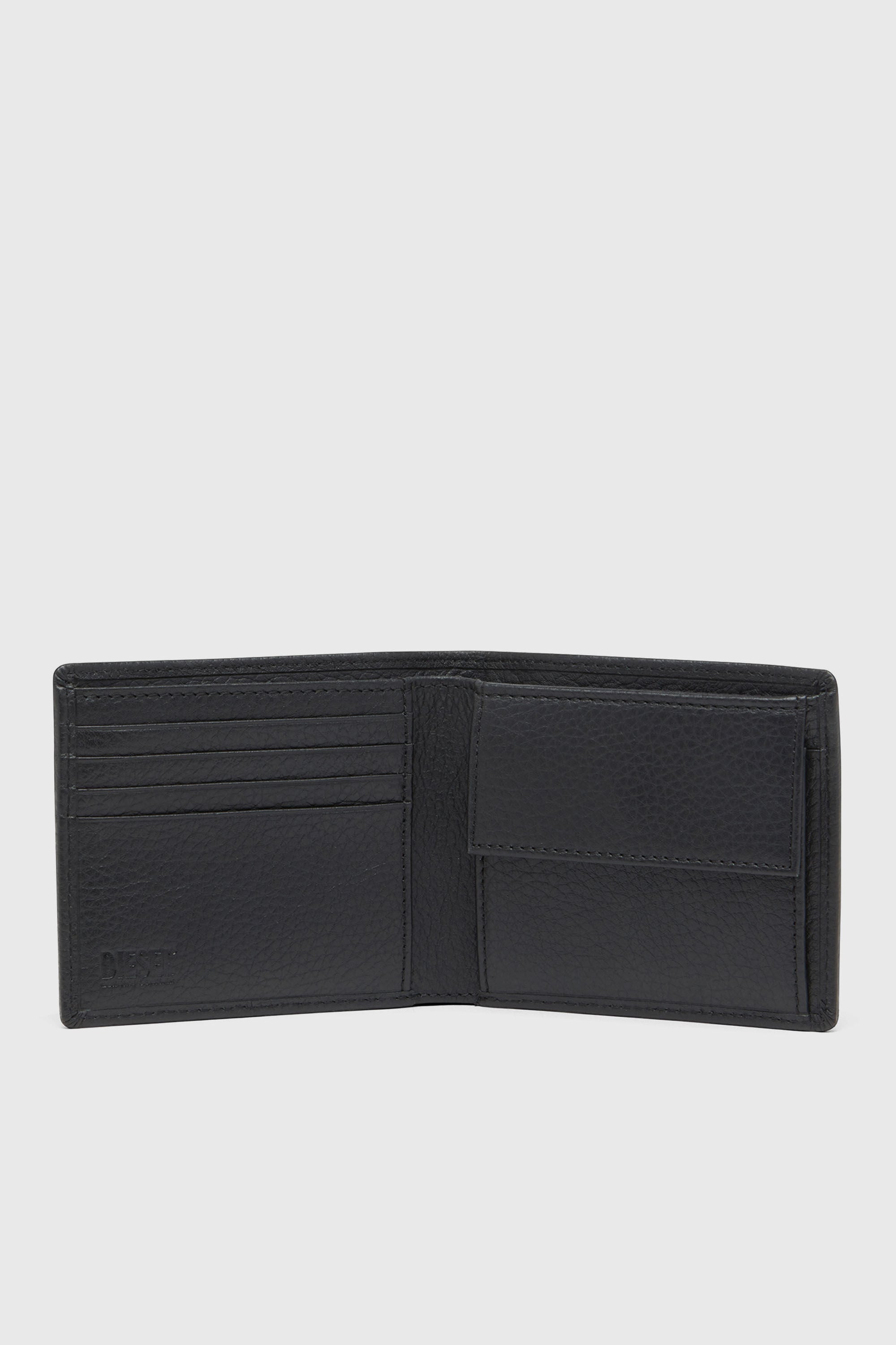 Diesel - BI FOLD COIN S, Herren Faltportemonnaie aus genarbtem Leder in Schwarz - 3