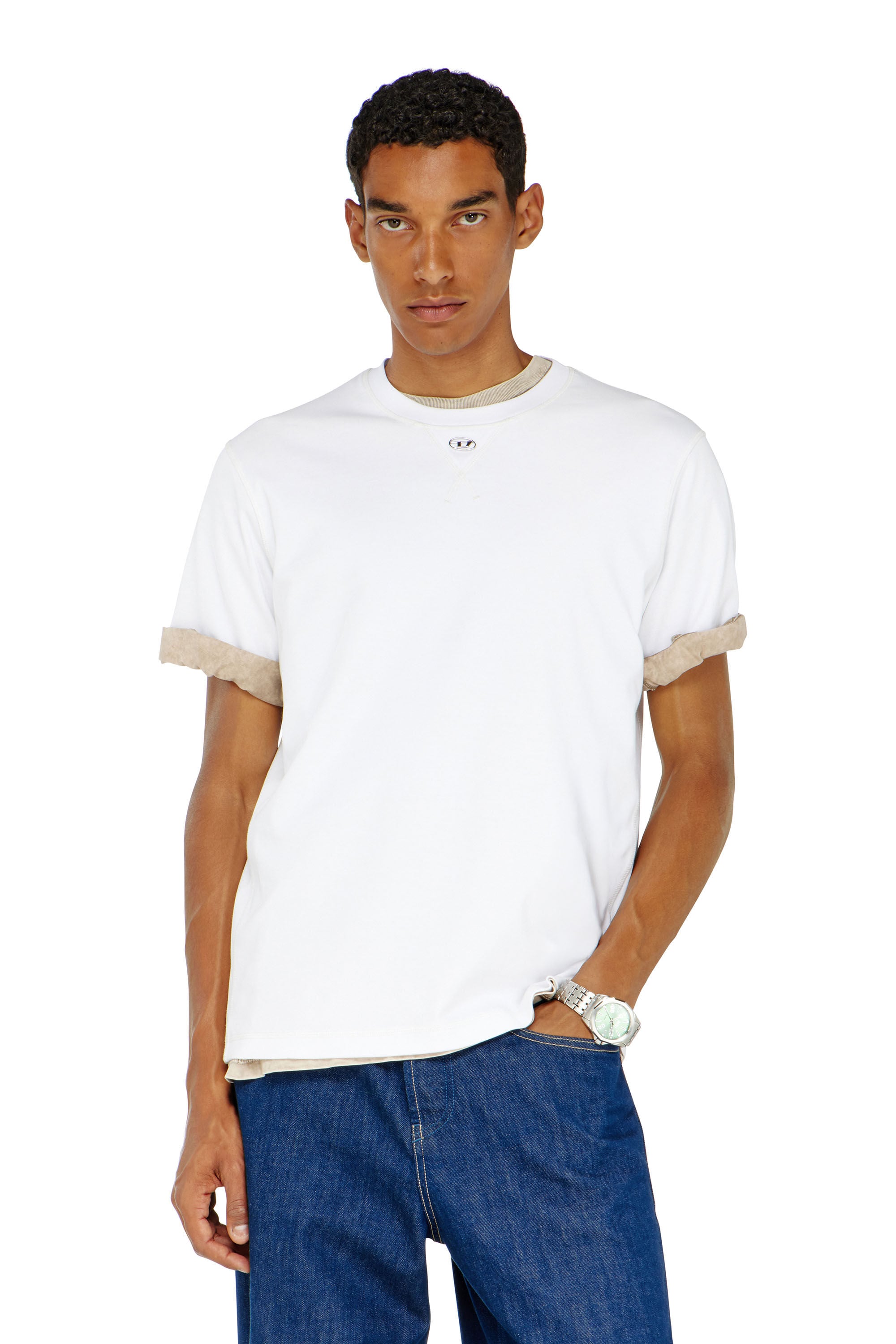 Diesel - T-MADJUST-TR, Herren Regul&auml;res T-Shirt mit Rundhalsausschnitt und ovalem D in Wei&szlig; - 3
