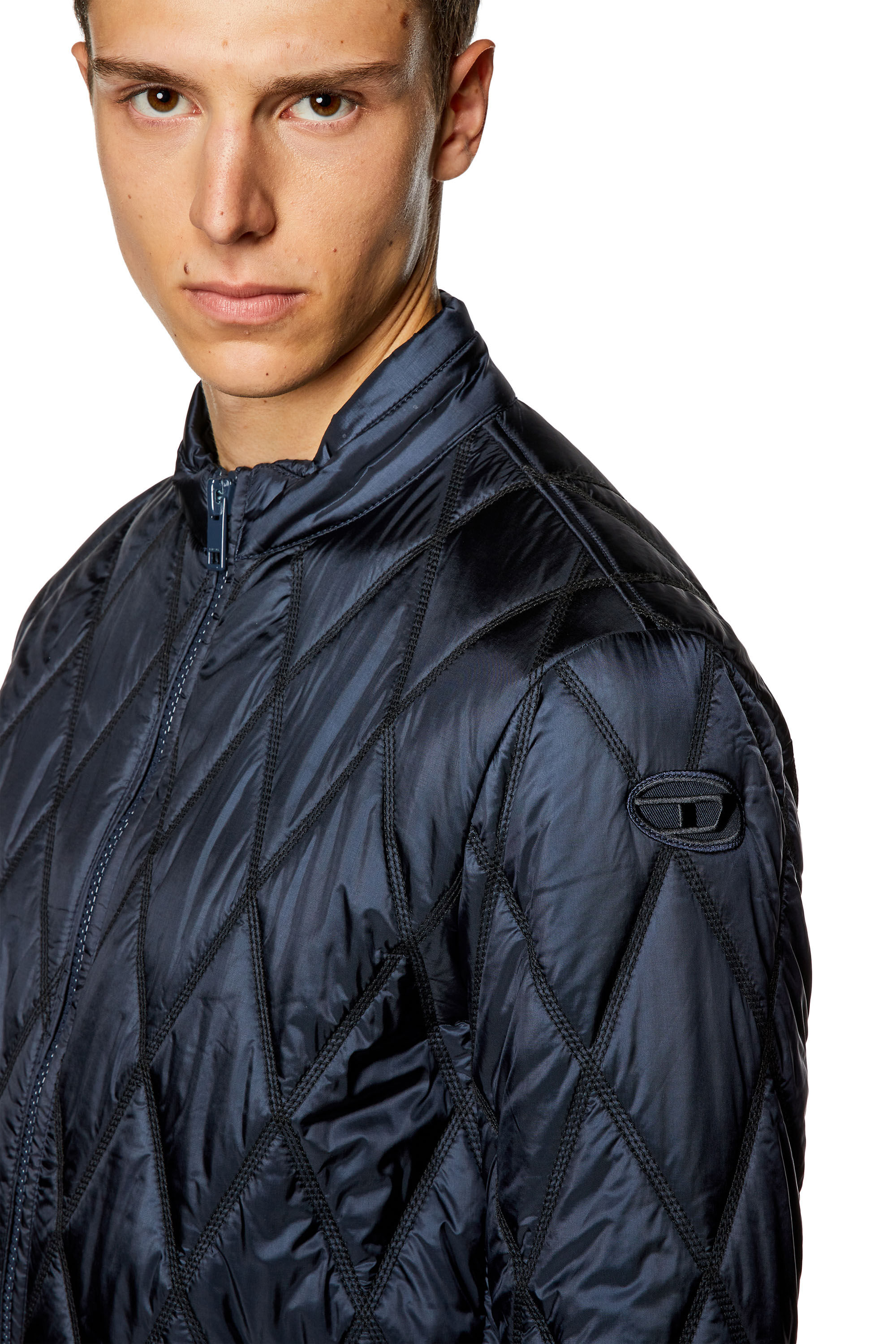 Diesel - J-NIEL, Herren Jacke mit Zierkragen aus Steppnylon in Blau - 5
