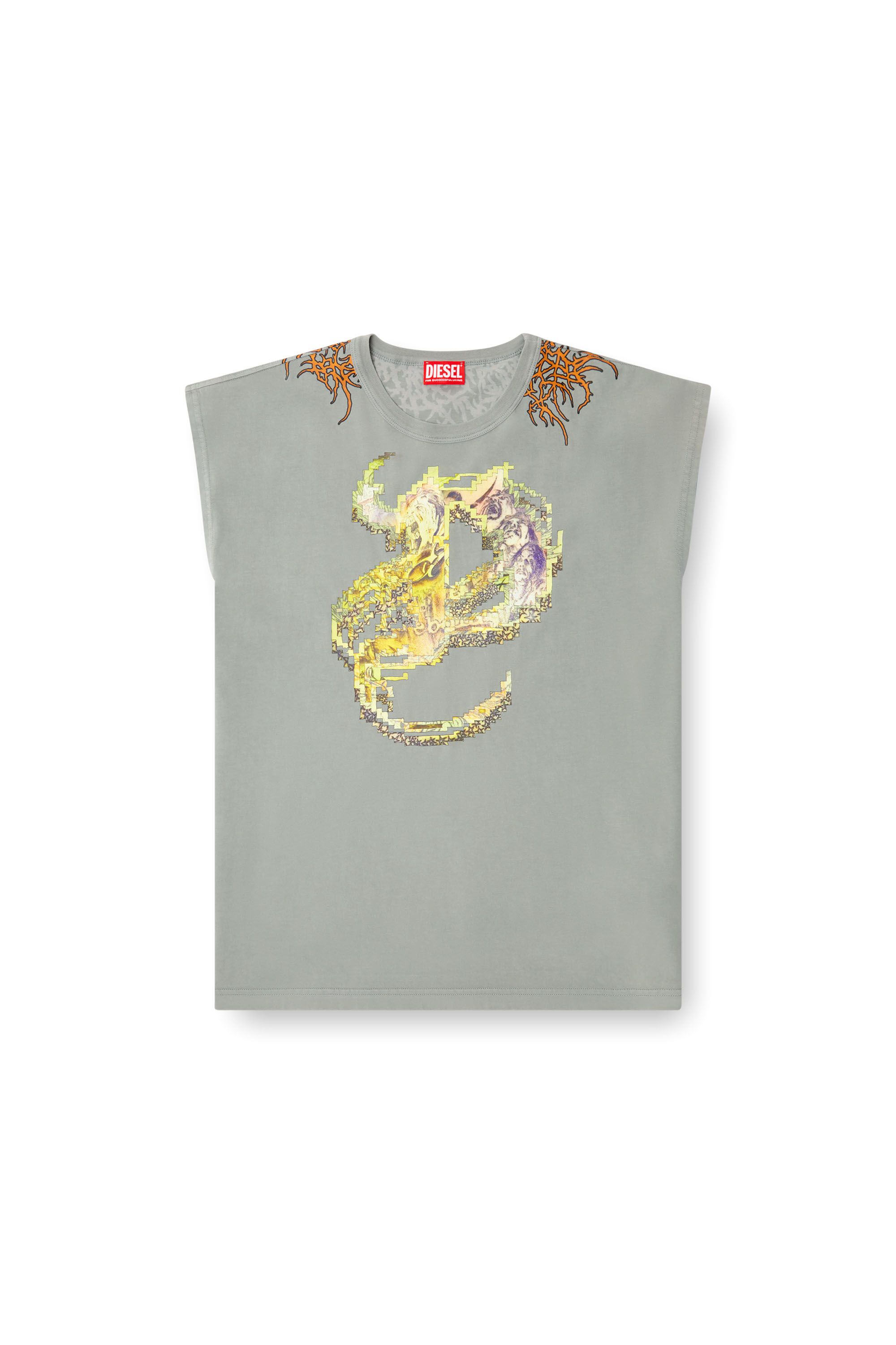 Diesel - T-BOXT-SL-R1, Herren Tanktop mit Tattoo-Grafiken in Grau - 2