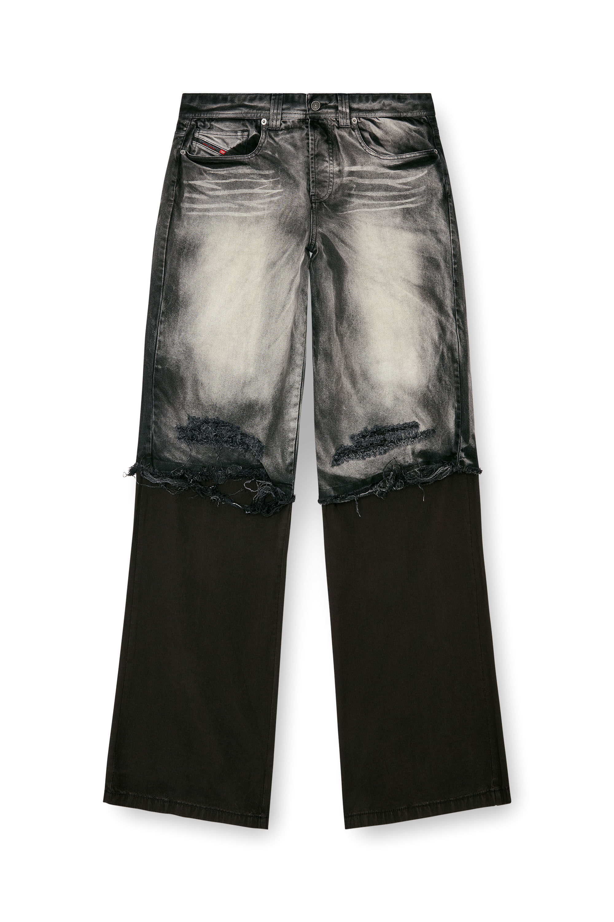 Diesel - P-HANS, Herren 5-Pocket-Hose mit geschichtetem Bein in Schwarz/Grau - 2