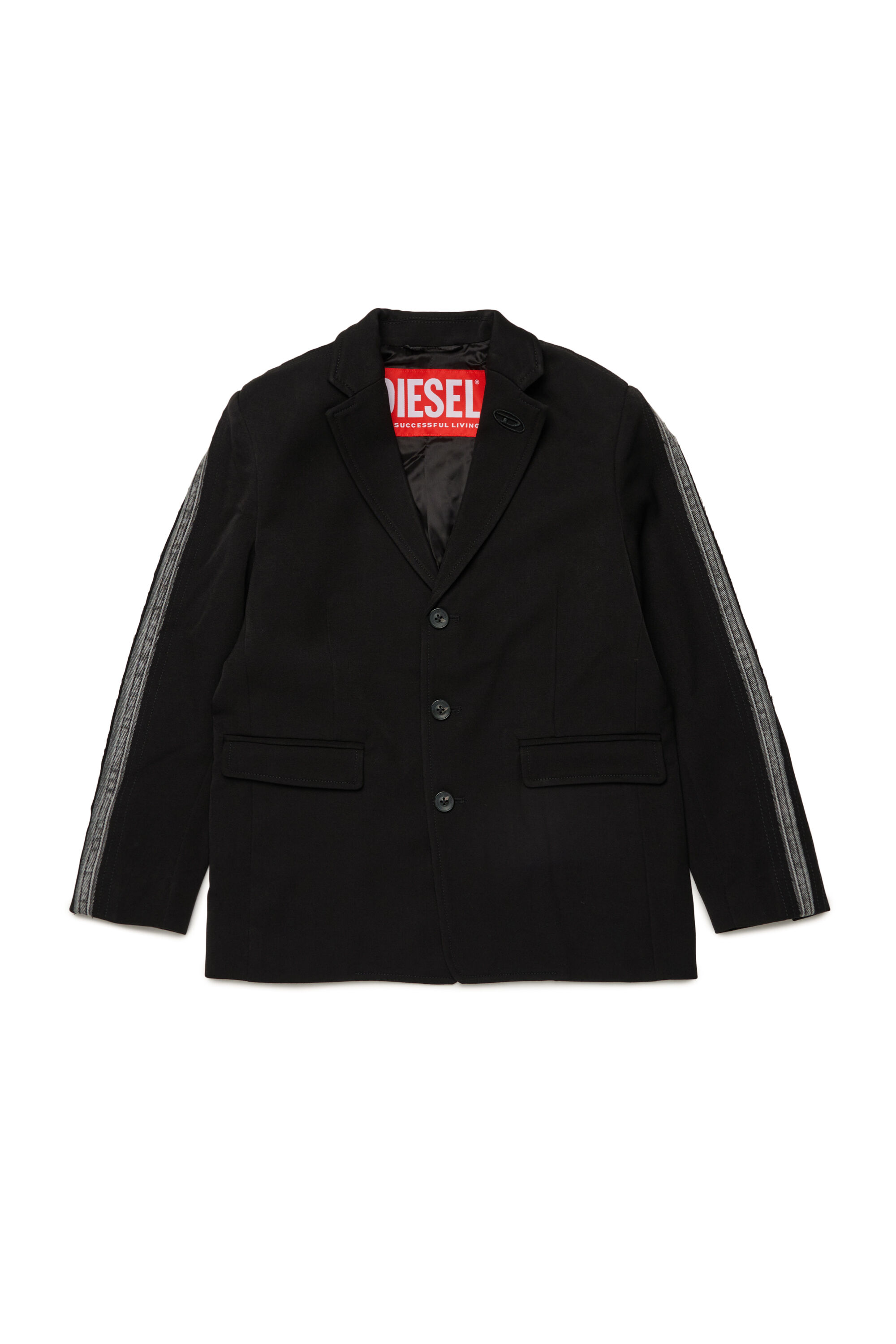 Diesel - JHIVO, Herren Blazer aus Viskose mit Einsätzen aus Denim an den Ärmeln in Schwarz - 1