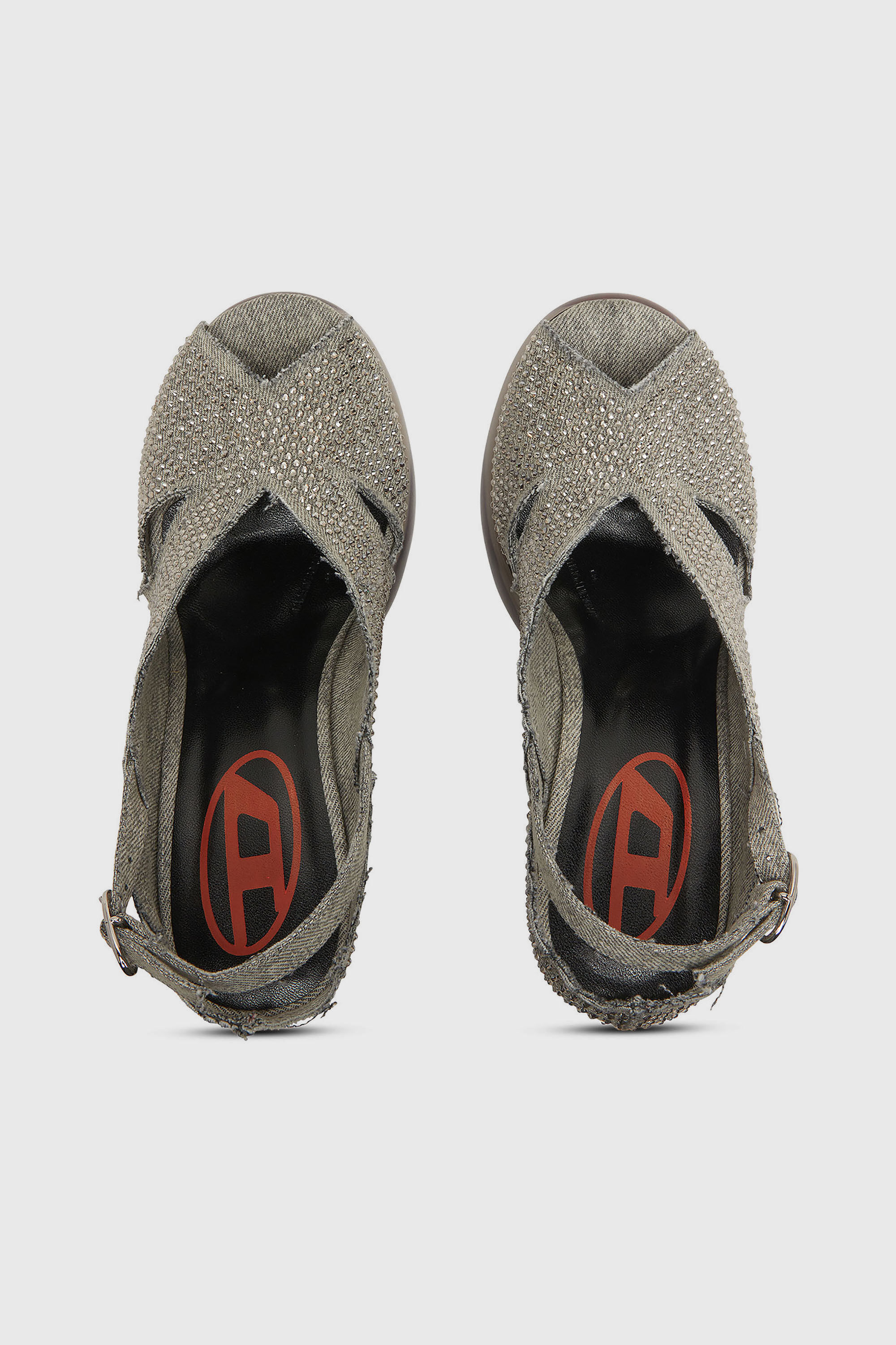 Diesel - D-LAKE PLATFORM SDL, Damen D-Lake-Sandaletten aus Kristalldenim und Plexiglas in Grau - 4