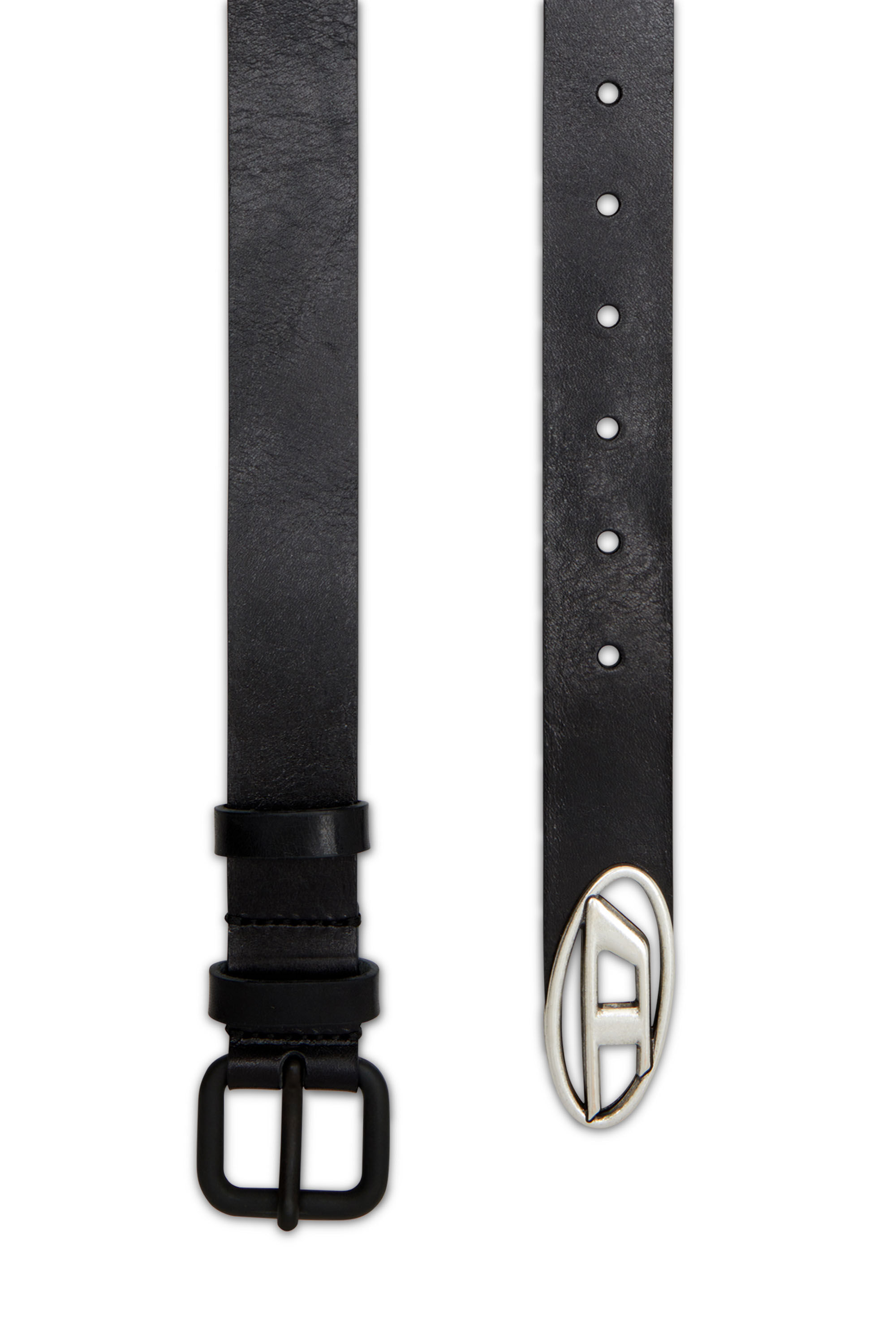 Diesel - B-INLAY, Unisex Gürtel aus Leder mit oval D-Logo in Schwarz - 2