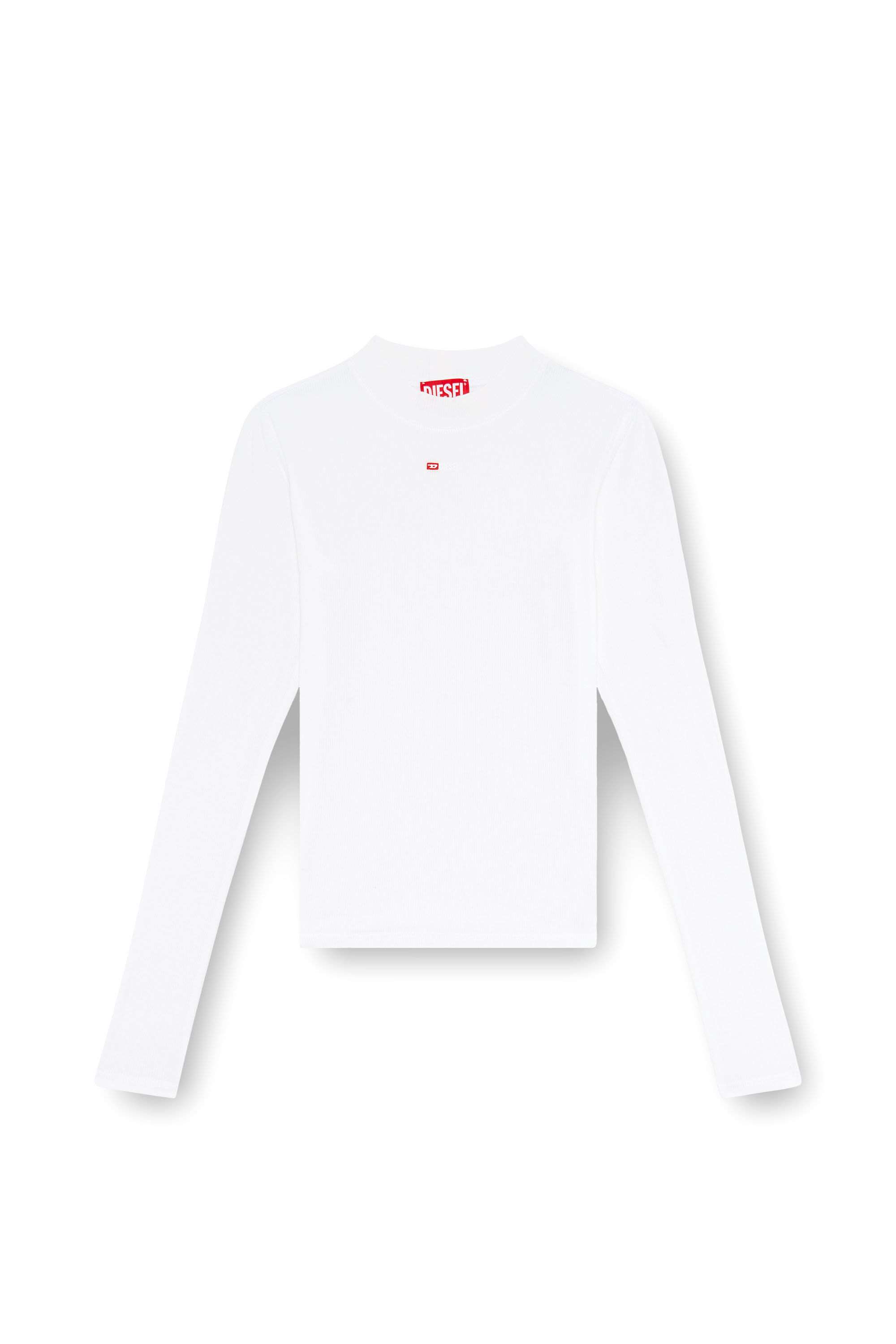 Diesel - T-MOKKY-LS-MICRODIV, Damen Geripptes Top mit Zierkragen in Weiß - 2