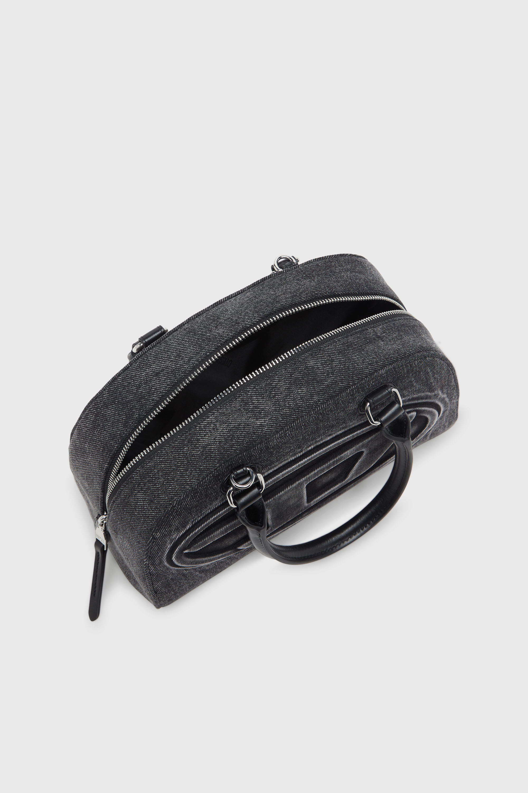 Diesel - 1DR DOME TOP HANDLE, Damen 1DR Dome-Bowlingtasche aus gewaschenem Denim in Grau - 4