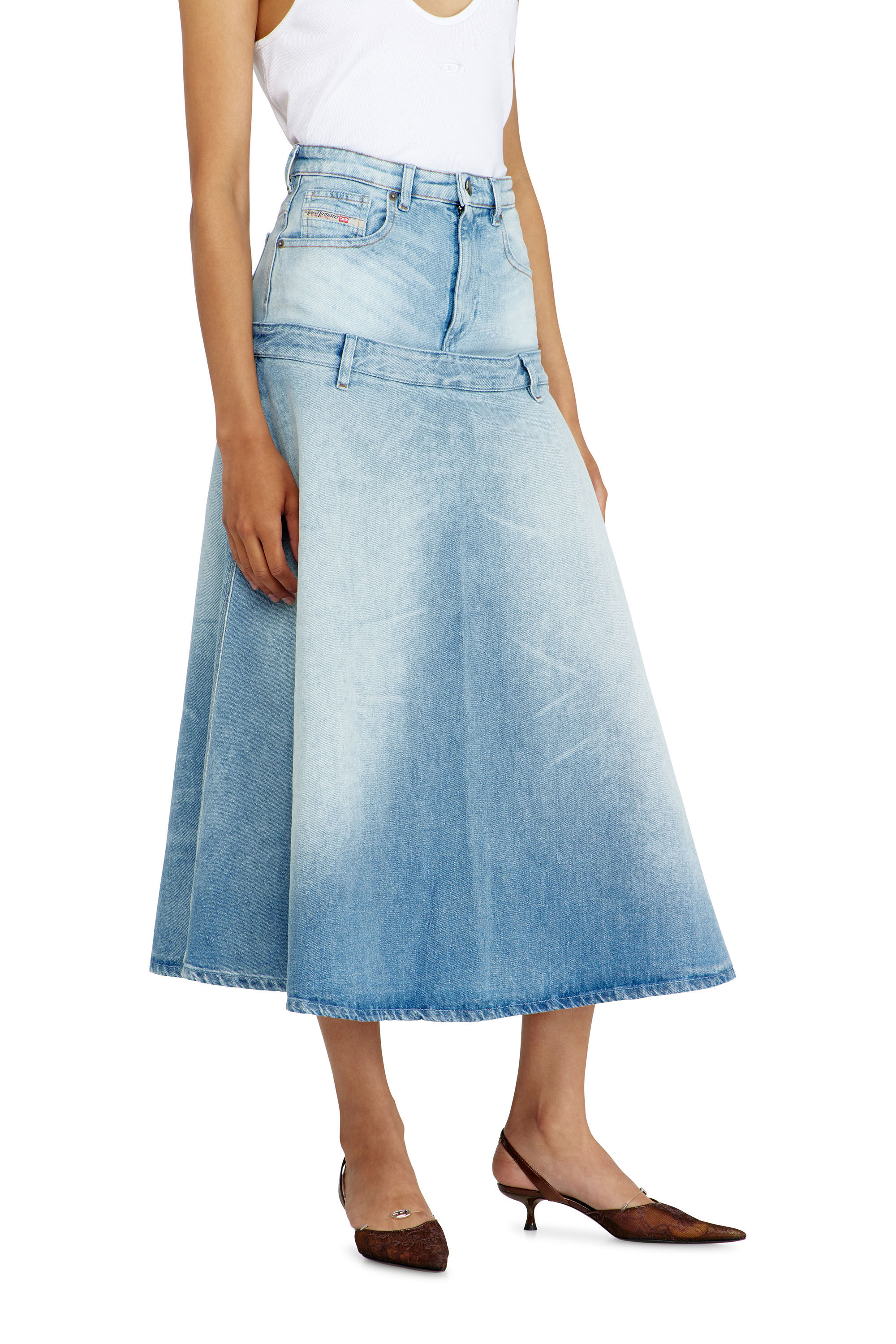 Diesel - DE-VORYA-S, Damen Jeansrock mit Lagen-Design in Hellblau - 5