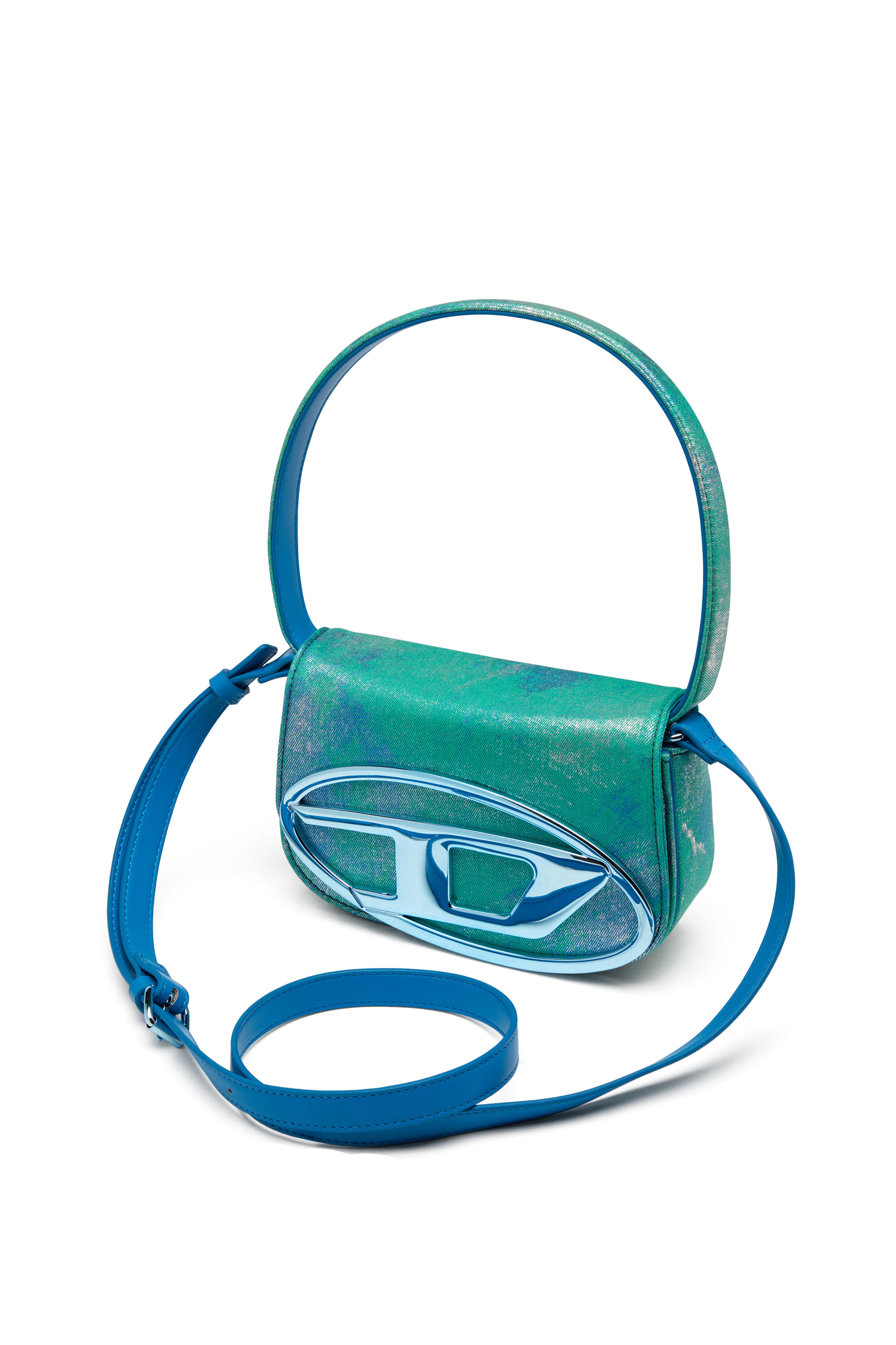 Diesel - 1DR, Damen 1DR-Ikonische Schultertasche aus popfarbenem Denim in Blau/Grün - 2