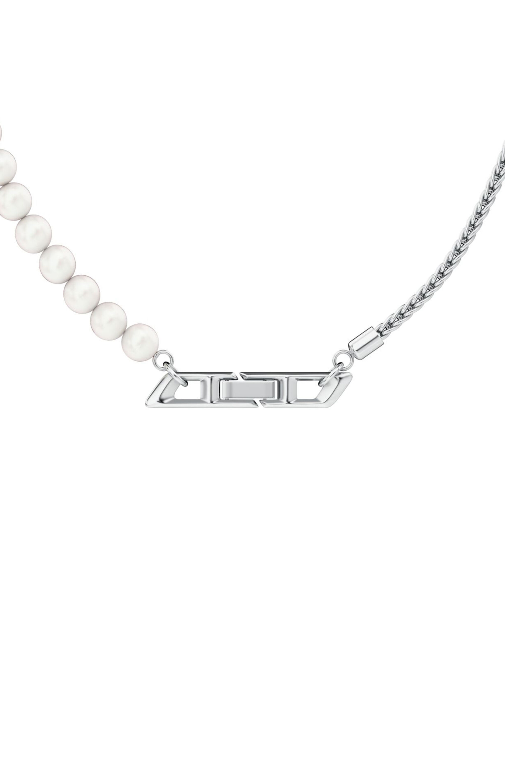 Diesel - DL1369040 STERLING SILVER JEWEL, Unisex Halskette aus Sterlingsilber und Perlen in Silber - 2